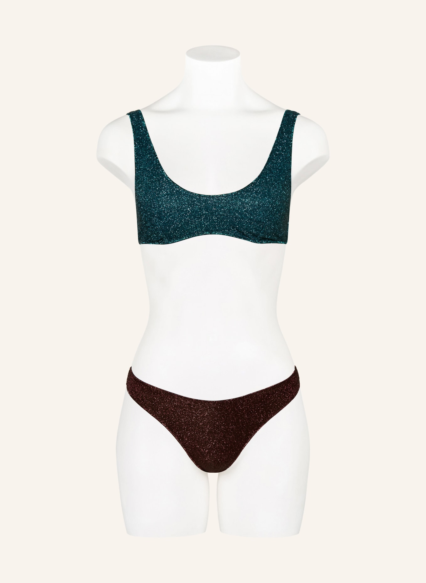 Oséree Bustier bikiny LUMIERE SPORTY: TMAVĚ HNĚDÁ / PETROLEJOVÁ