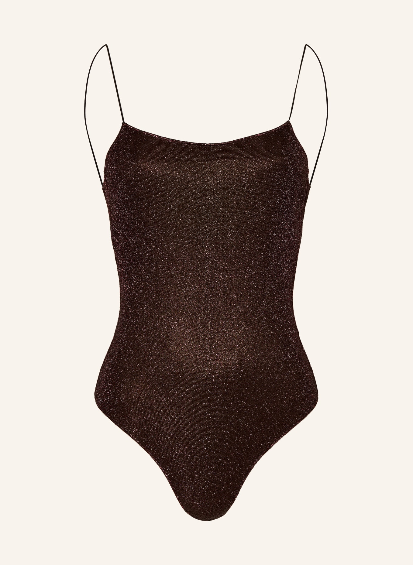 Oséree Badeanzug LUMIERE MAILLOT mit Glitzergarn: DUNKELBRAUN / ROSÉGOLD
