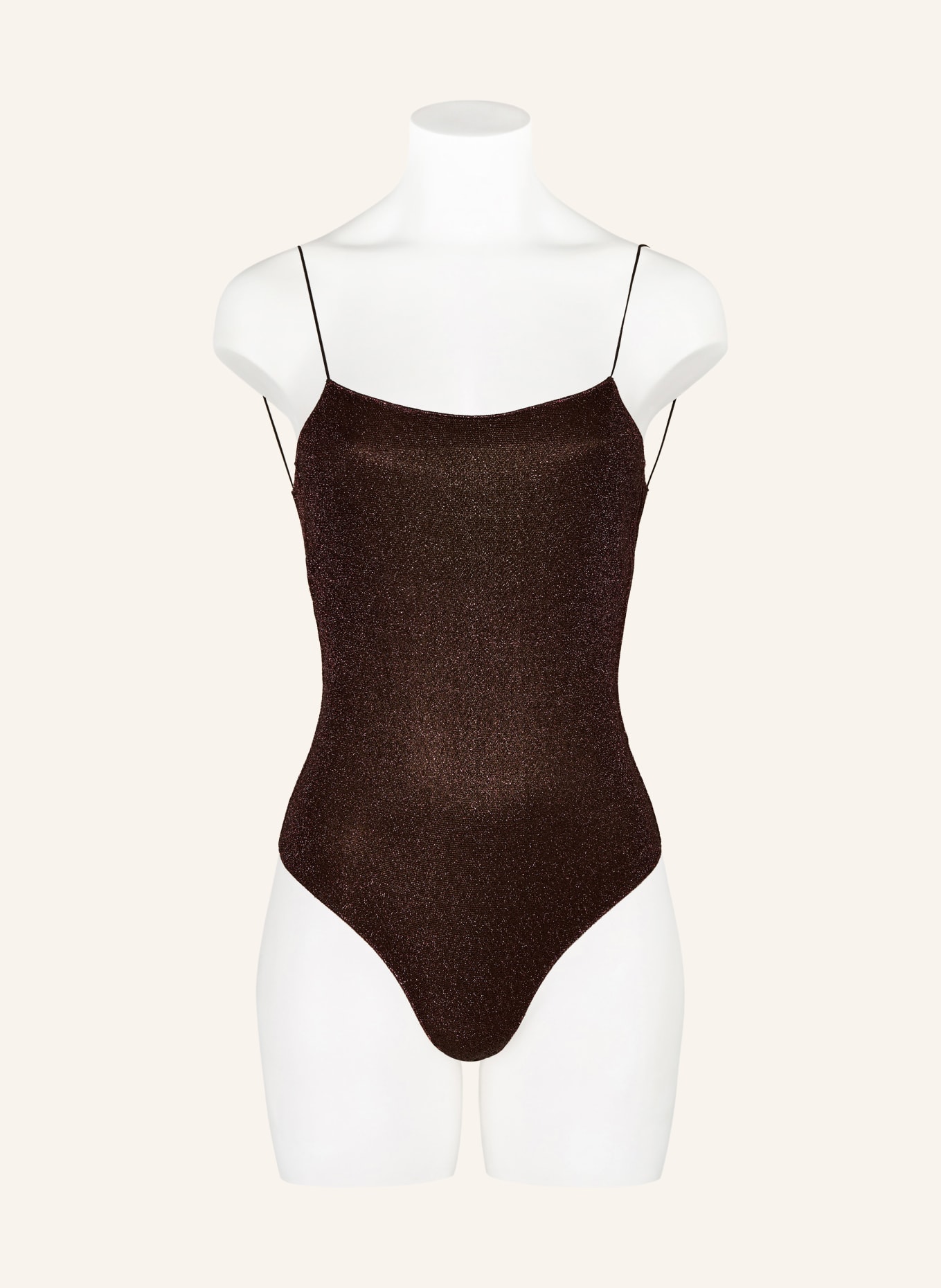 Oséree Badeanzug LUMIERE MAILLOT mit Glitzergarn: DUNKELBRAUN / ROSÉGOLD
