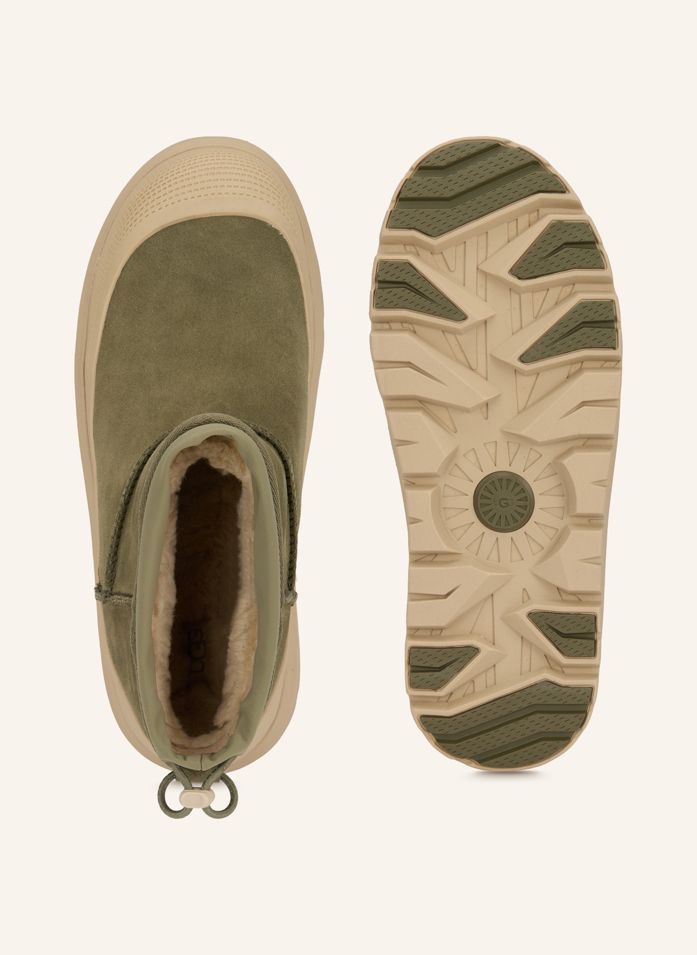 UGG Plateau-Boots CLASSIC ULTRA MINI WEATHER HYBRID: OLIV / BEIGE