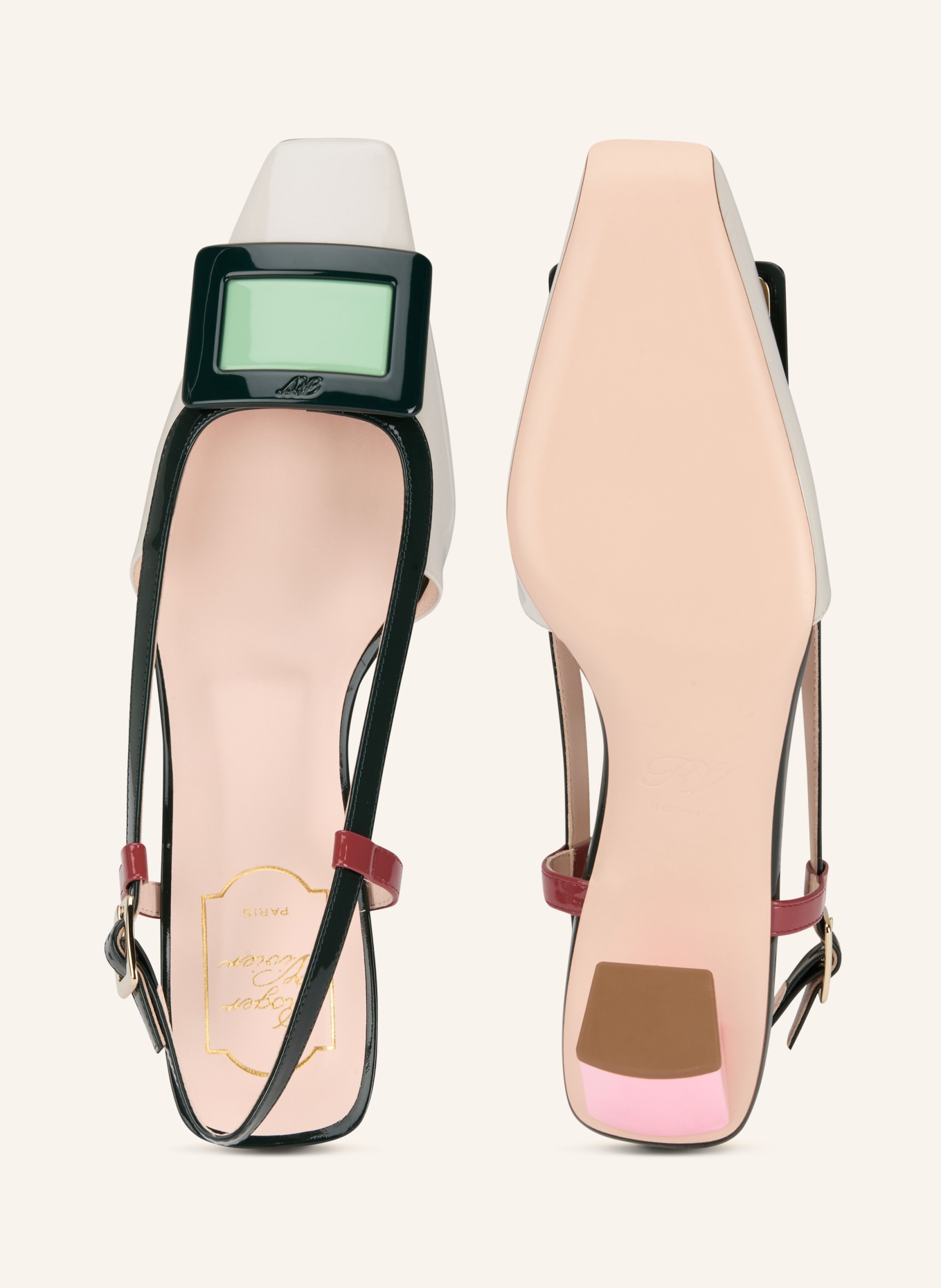 Roger Vivier Slingpumps BELLE VIVIER: HELLGRAU / HELLGRÜN / SCHWARZ