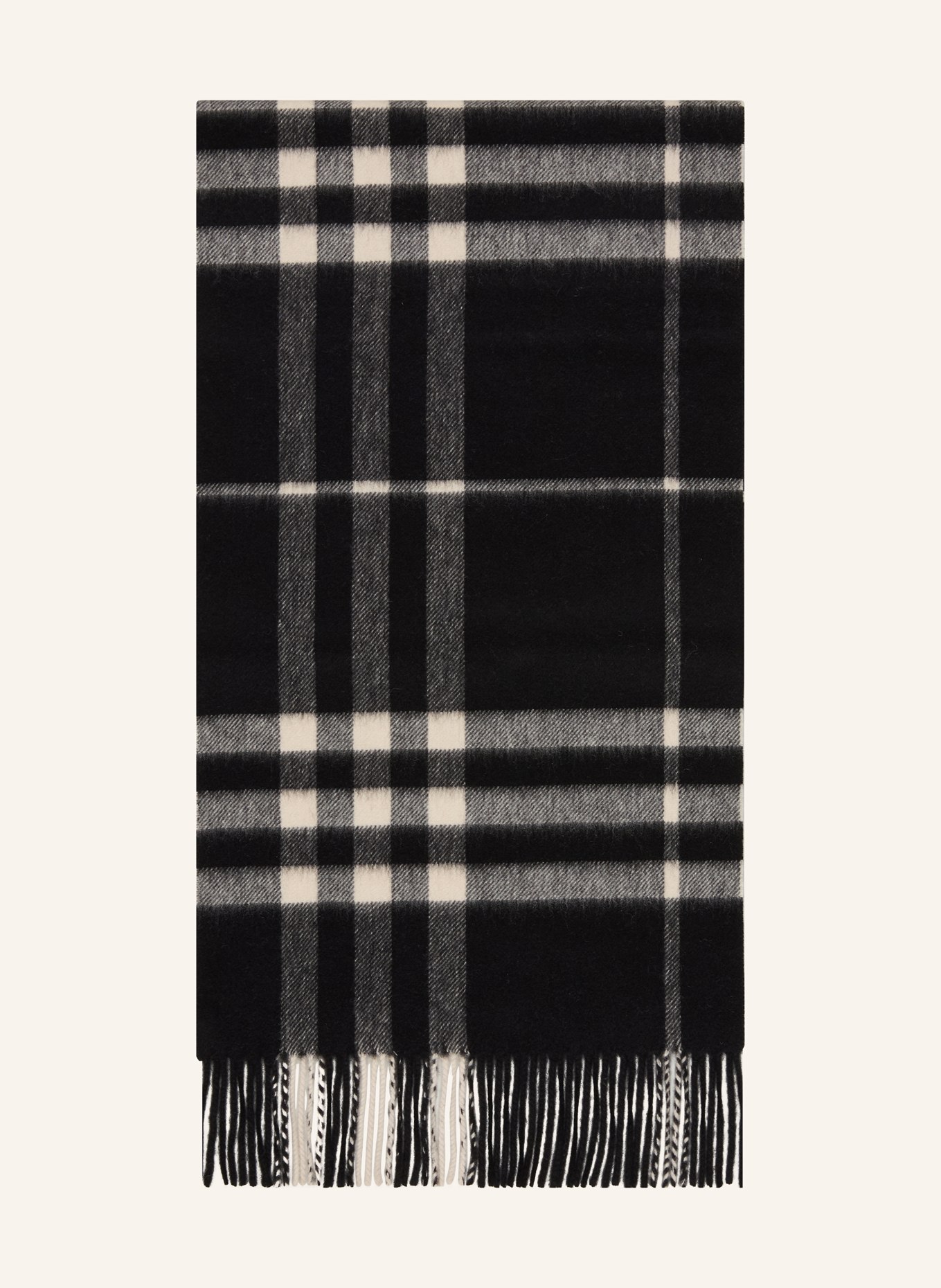 BURBERRY Cashmere-Schal: SCHWARZ / ECRU