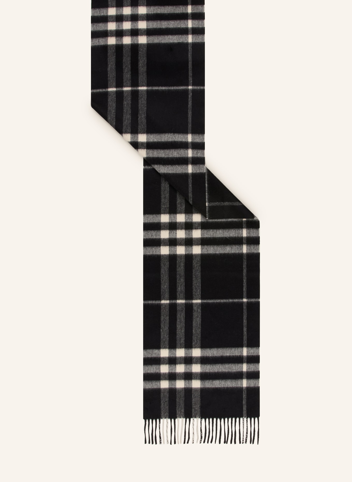 BURBERRY Cashmere-Schal: SCHWARZ / ECRU