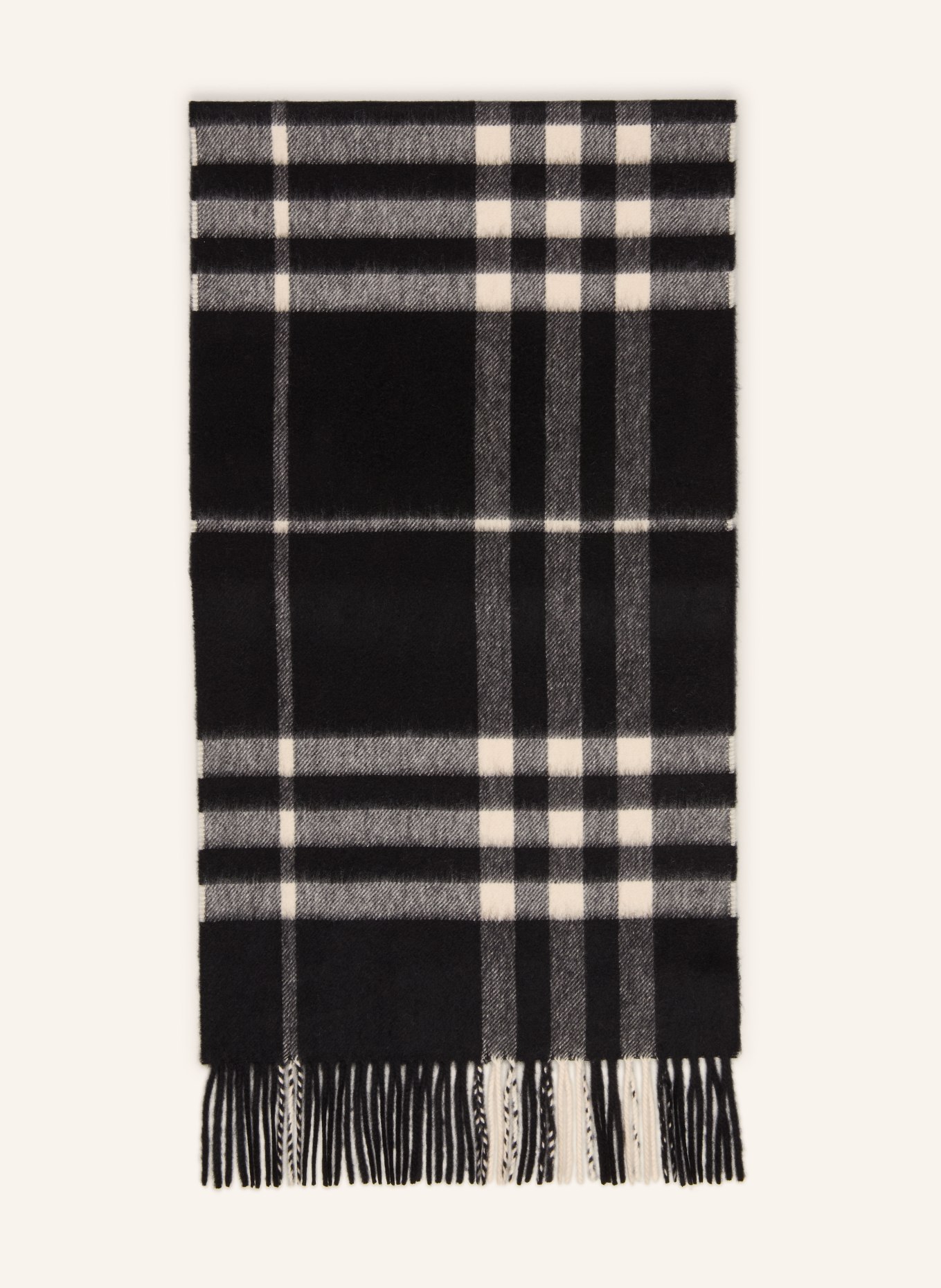 BURBERRY Cashmere scarf: BLACK / WHITE