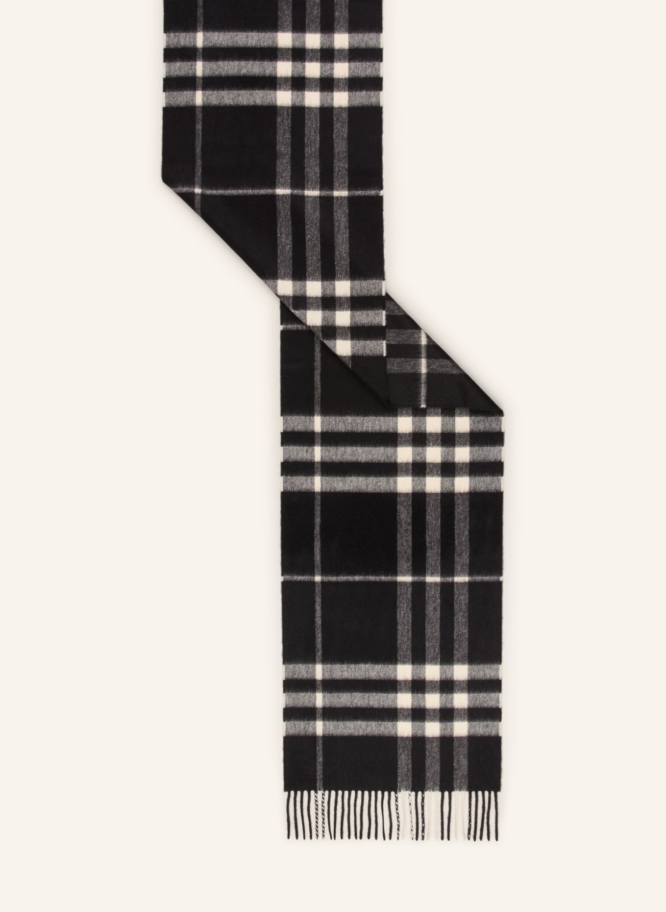 BURBERRY Cashmere scarf: BLACK / WHITE