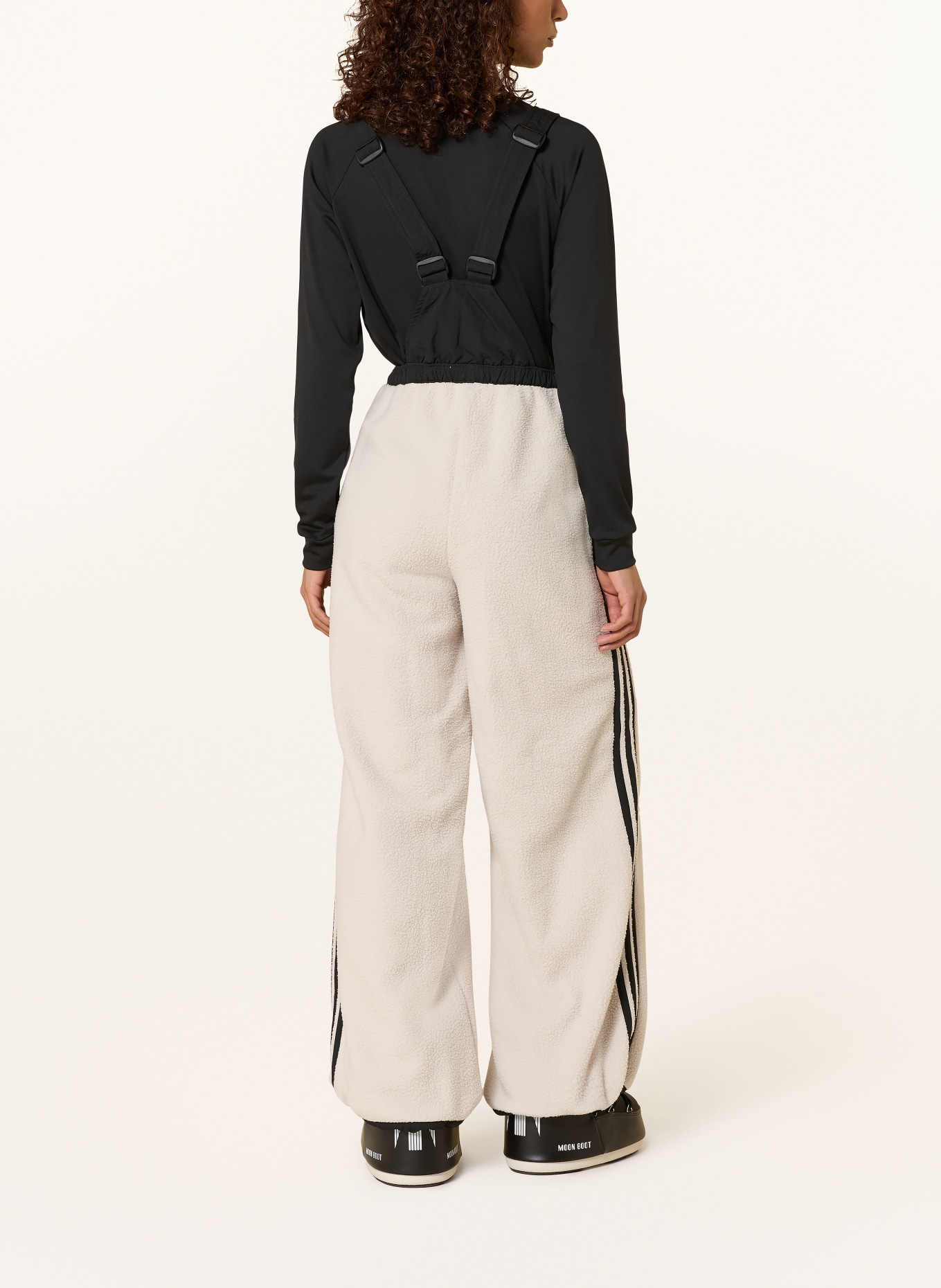 adidas Spodnie ogrodniczki z mieszanki materiałów: BEŻOWY / CZARNY