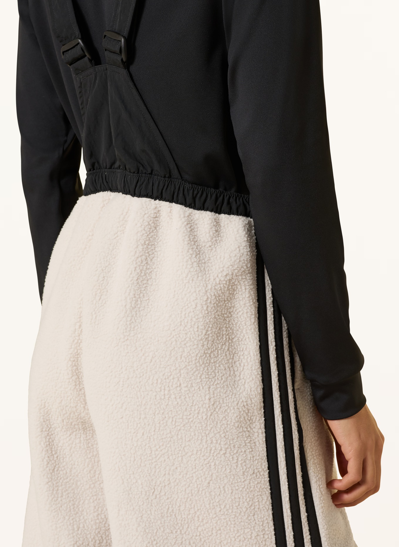 adidas Spodnie ogrodniczki z mieszanki materiałów: BEŻOWY / CZARNY