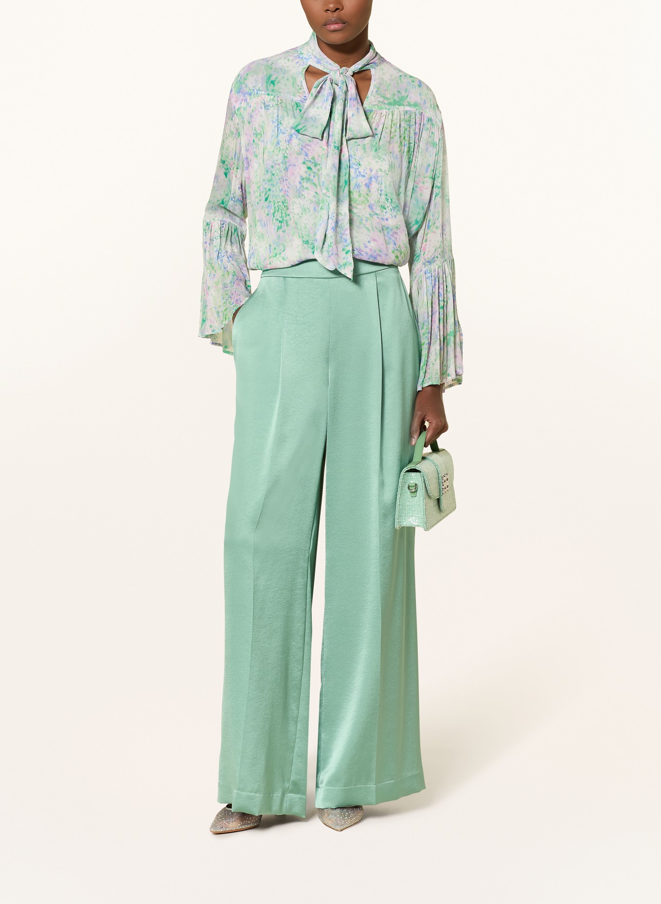 RIANI Spodnie Marlene z satyny: MIĘTOWY
