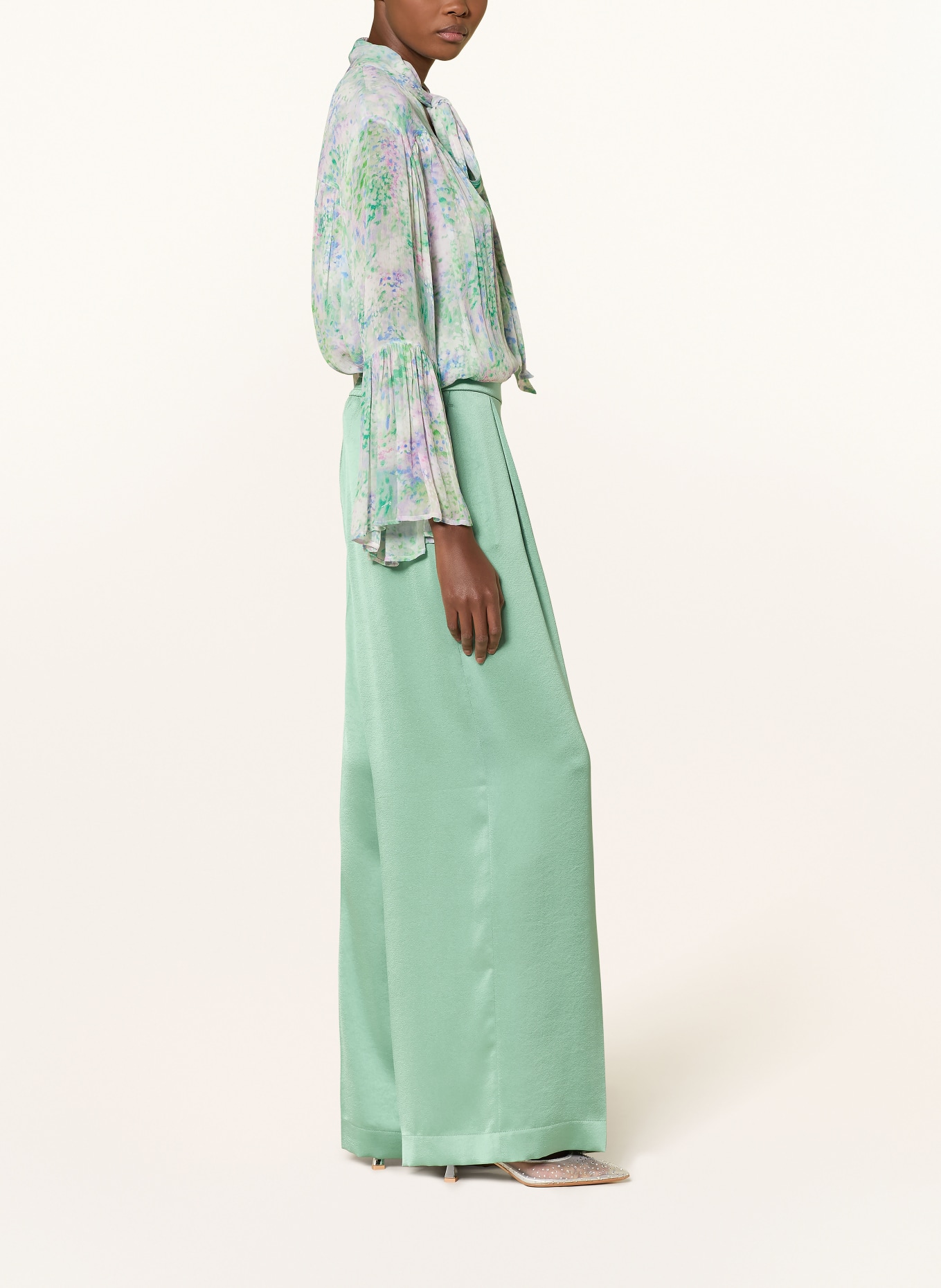 RIANI Spodnie Marlene z satyny: MIĘTOWY