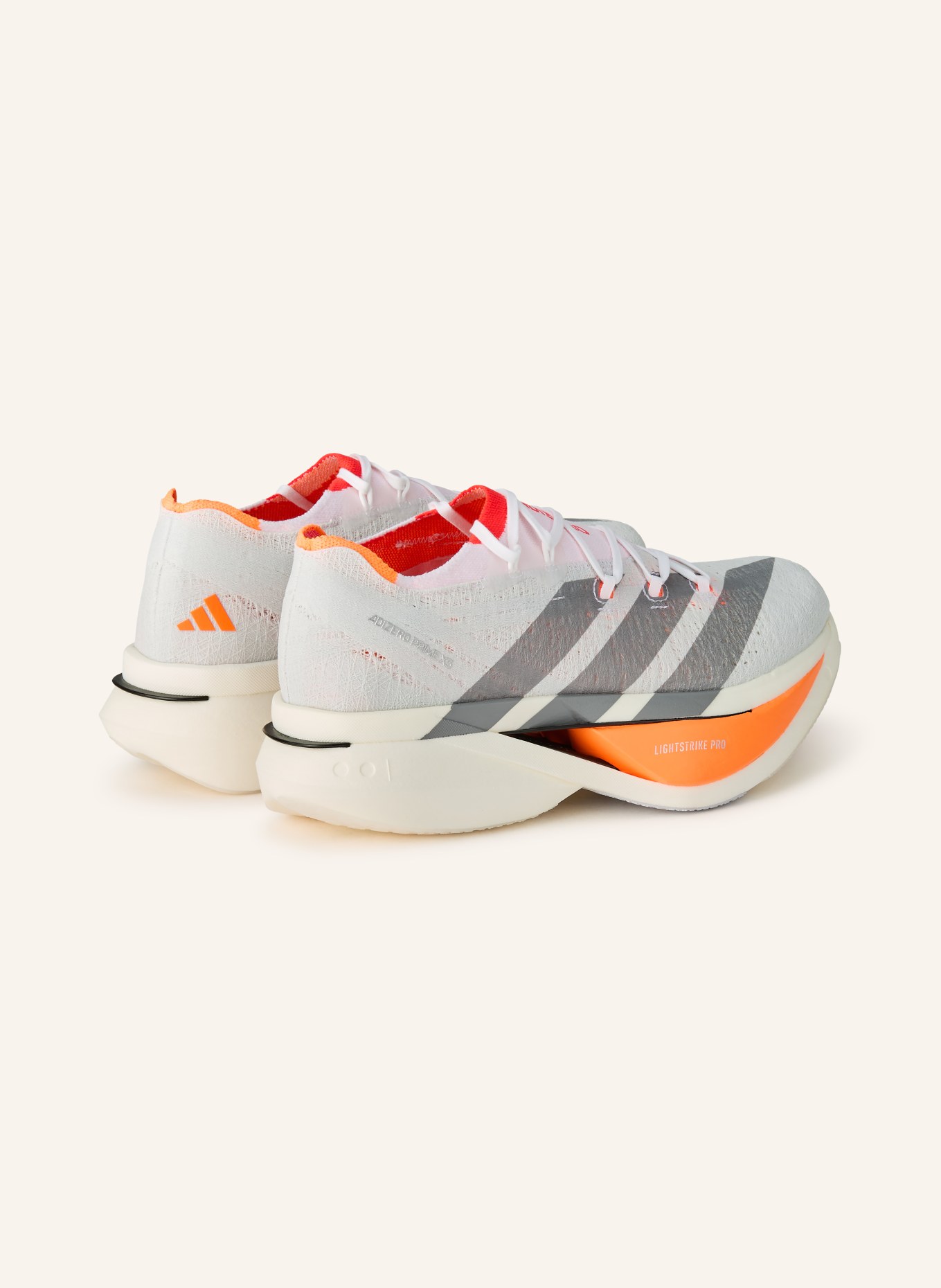 adidas Laufschuhe ADIZERO PRIME X3 STRUNG: WEISS / GRAU / NEONROT