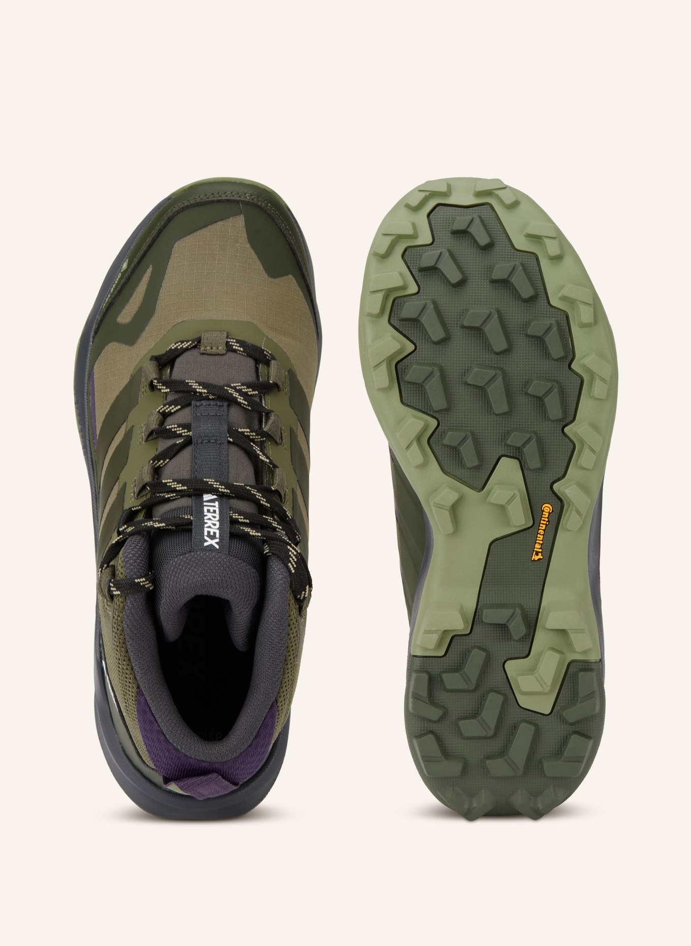 adidas TERREX Turistické boty TERREX SKYCHASER AX5 MID GTX: OLIVOVÁ / TMAVĚ FIALOVÁ / TMAVĚ ZELENÁ