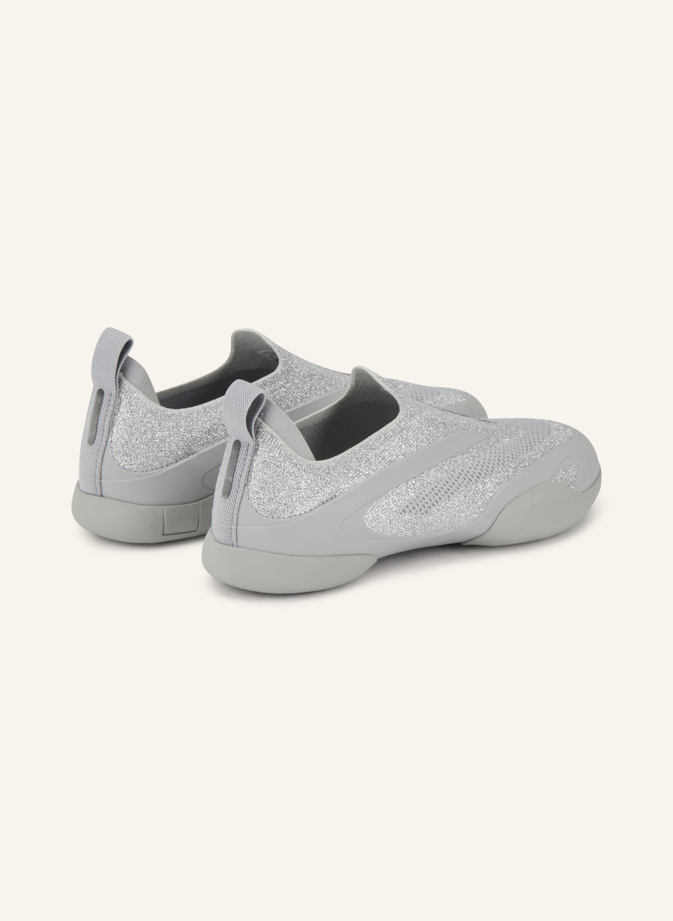 adidas by Stella McCartney Slip-on-Sneaker ASMC TAEKWONDO mit Glitzergarn: SILBER / HELLGRAU