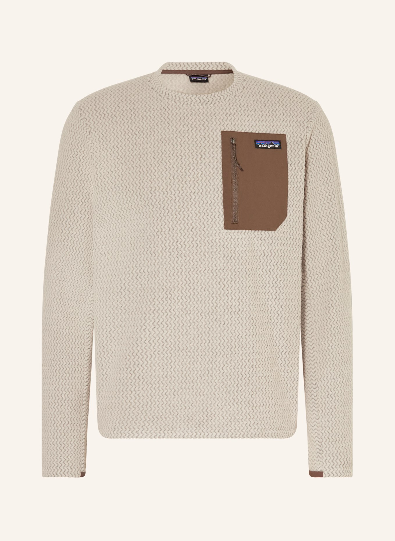 patagonia Fleecový svetr R1® AIR: KRÉMOVÁ / ŠEDÁ / KHAKI