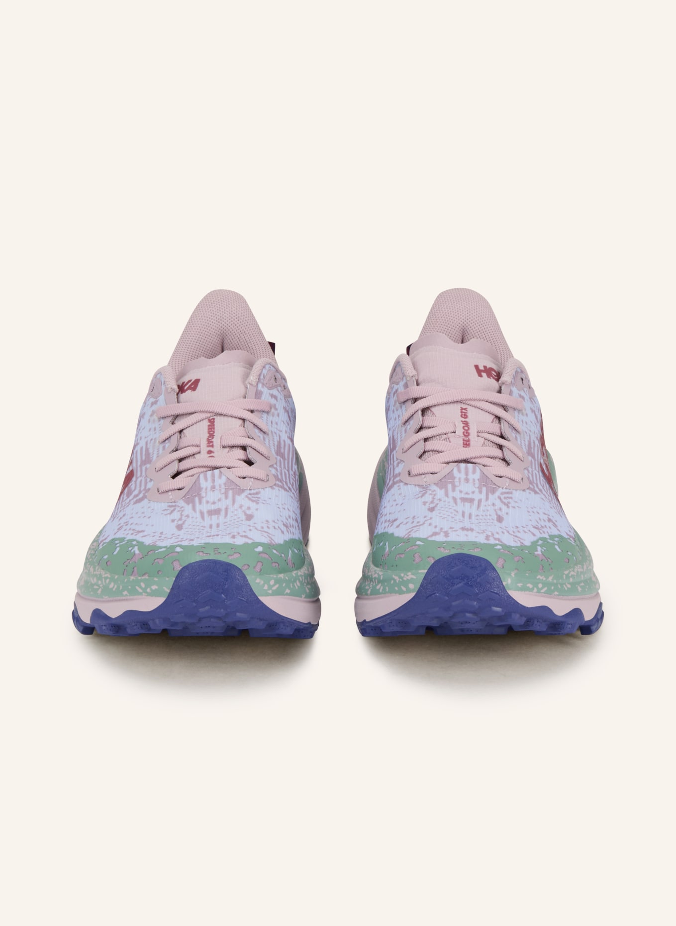HOKA SPEEDGOAT 6 trail running shoes: LIGHT PURPLE / GREEN / LIGHT BLUE
