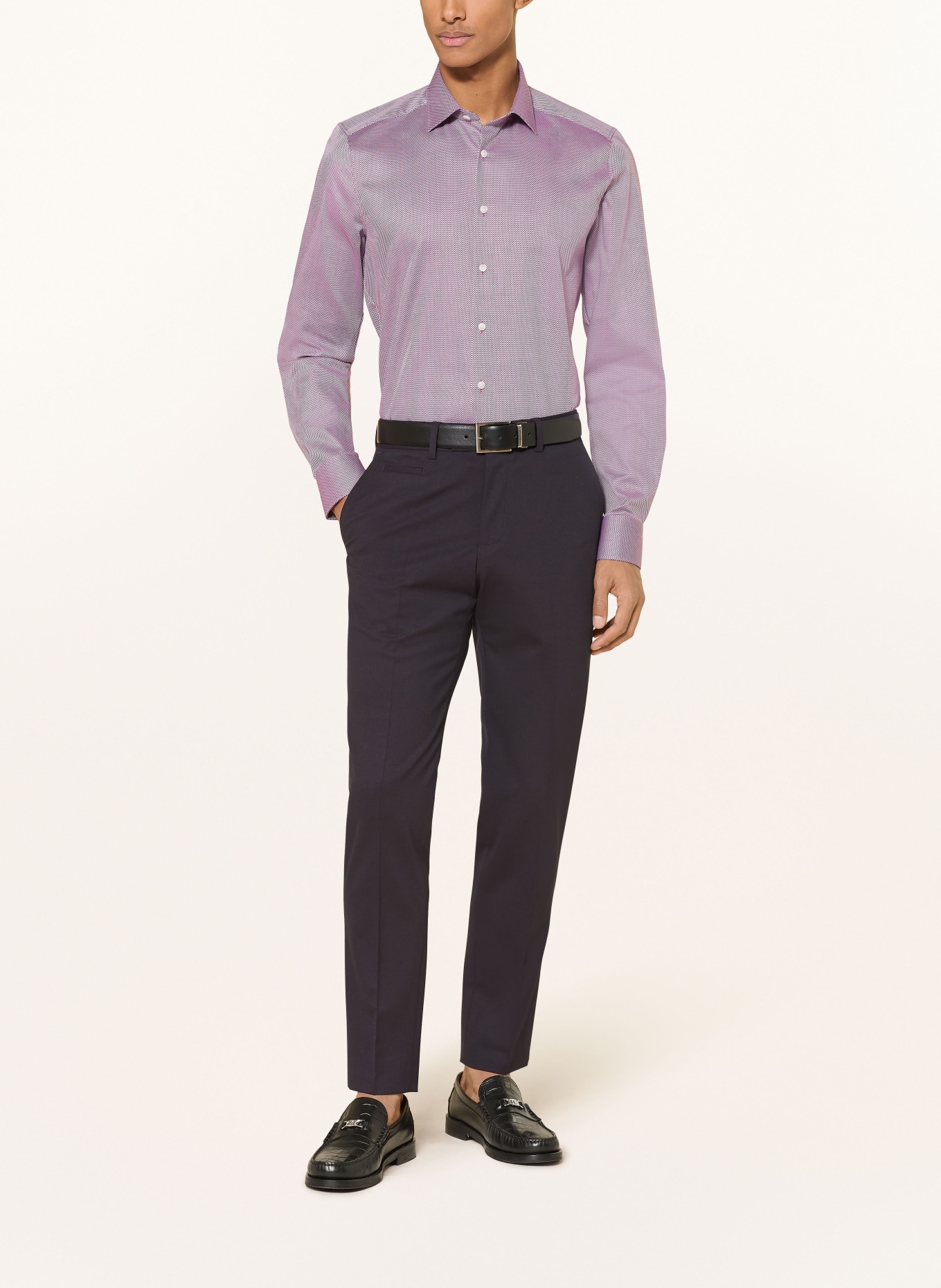 OLYMP Hemd Level Five body fit: WEISS / LILA