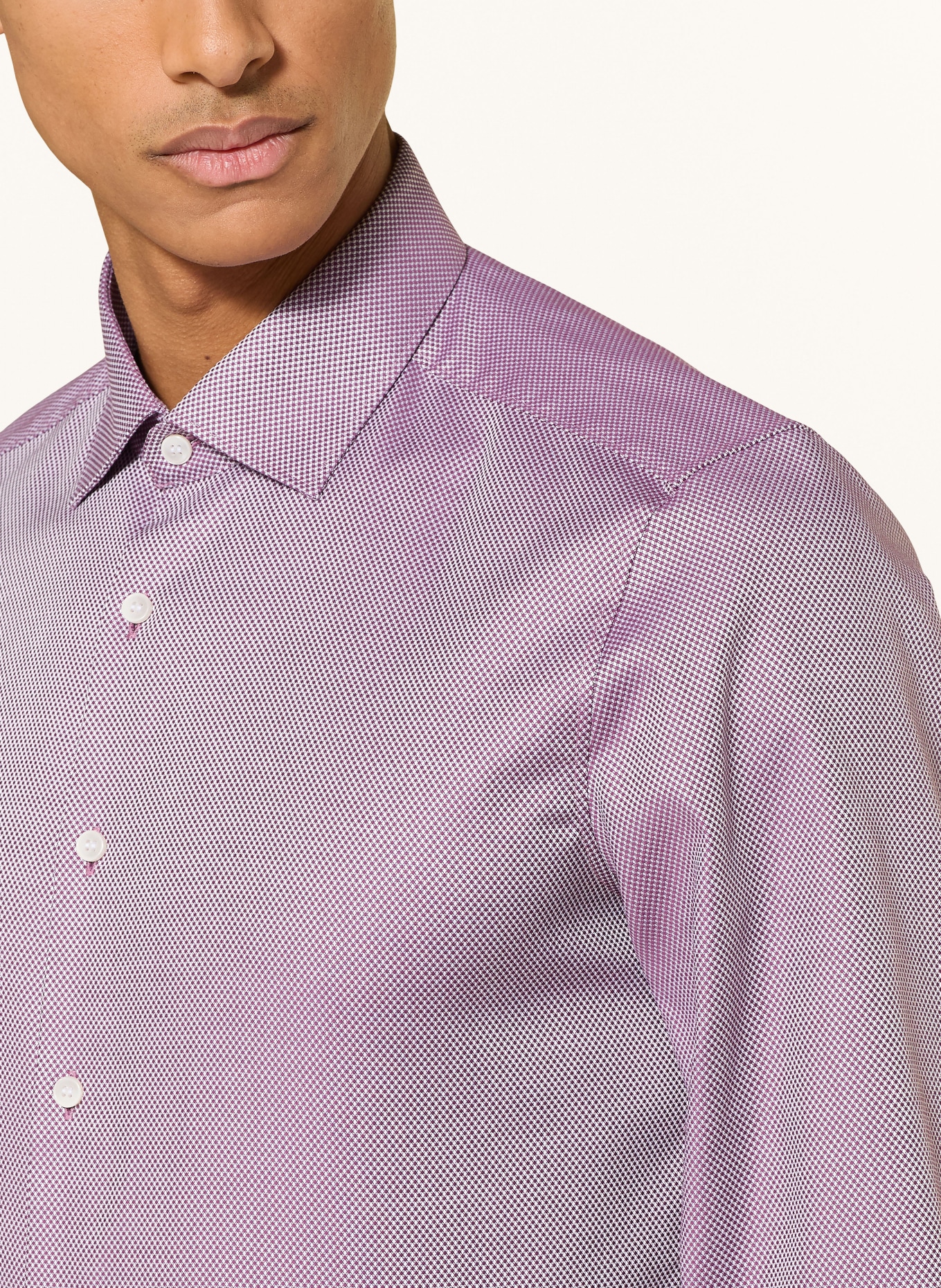 OLYMP Hemd Level Five body fit: WEISS / LILA
