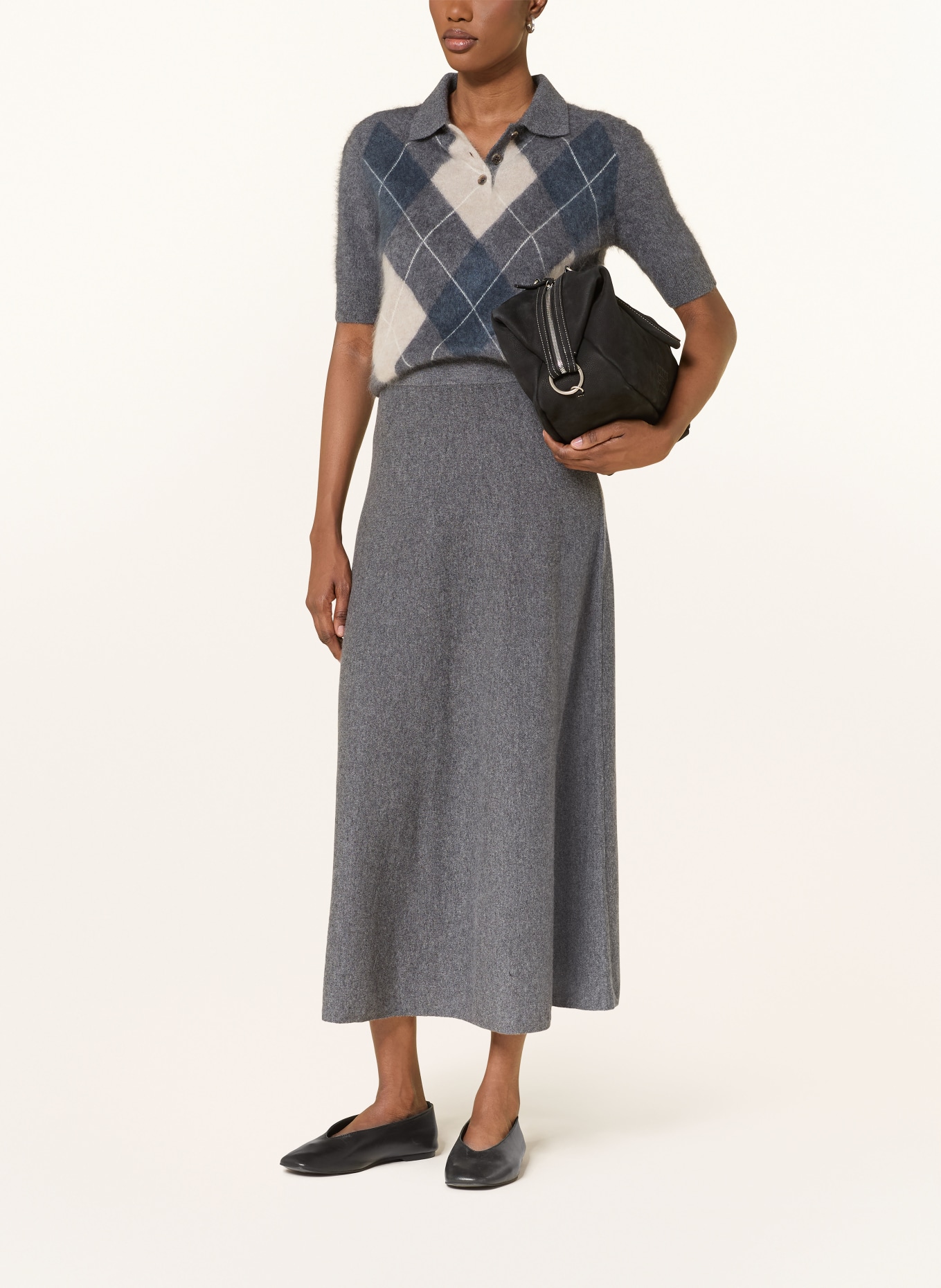 LISA YANG Knit skirt TORIE in cashmere: DARK GRAY