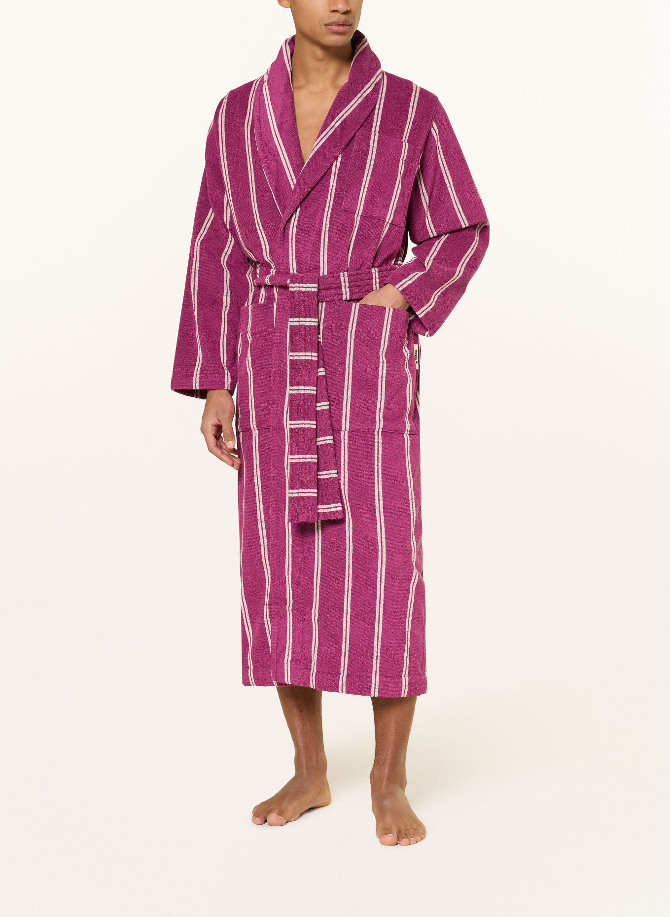 TEKLA Unisex-Bademantel: FUCHSIA / WEISS