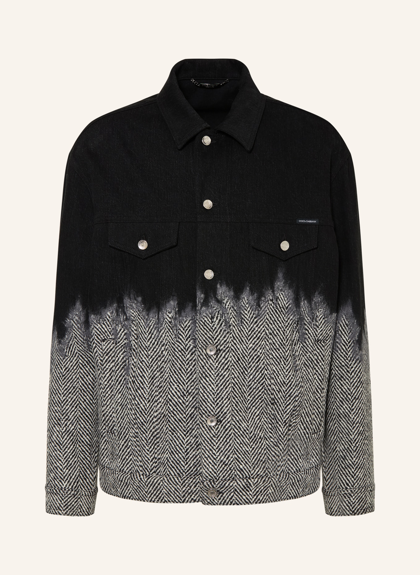 DOLCE & GABBANA Jeansjacke im Materialmix: SCHWARZ / ECRU
