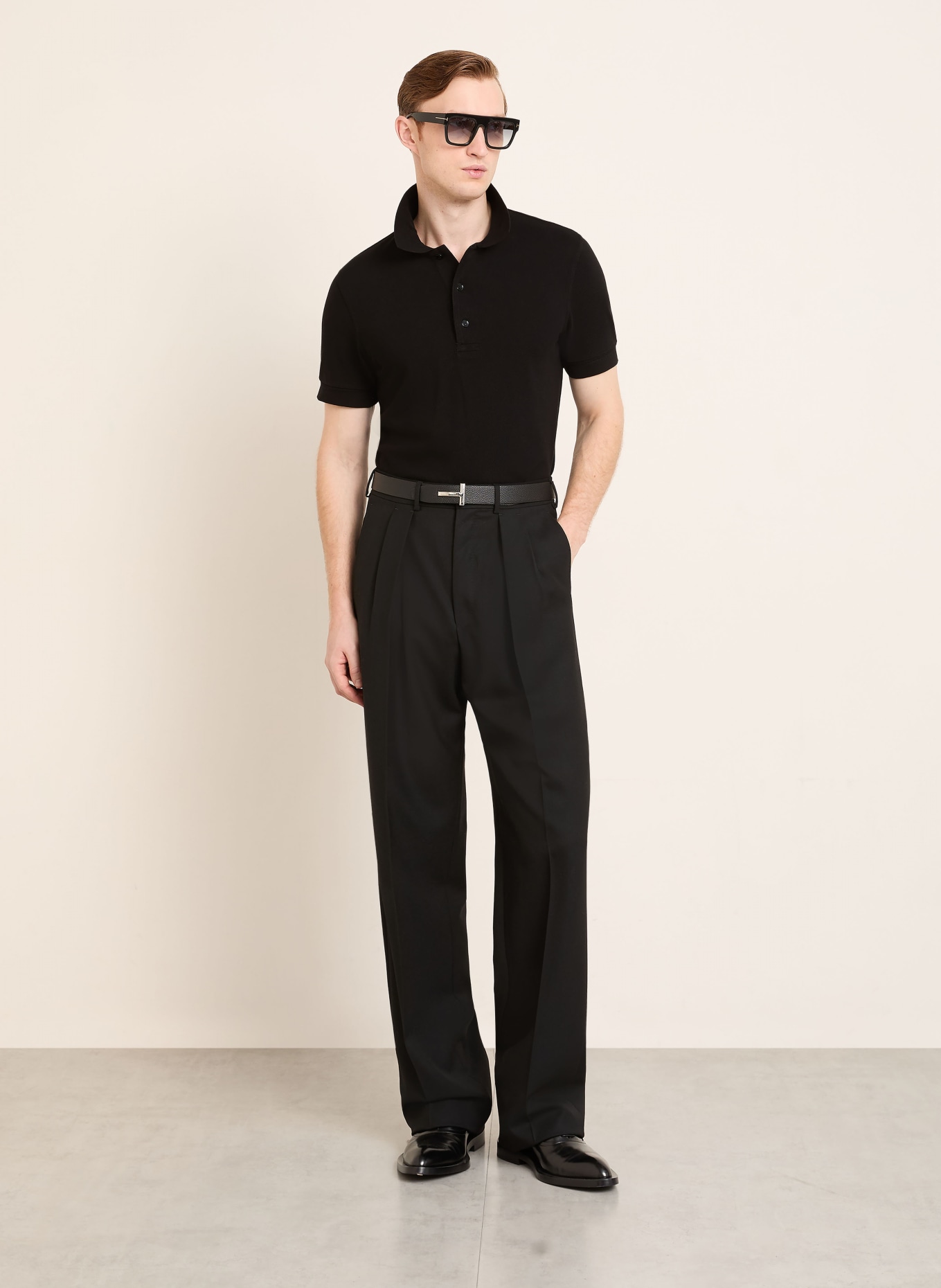 TOM FORD Piqué polo shirt: BLACK