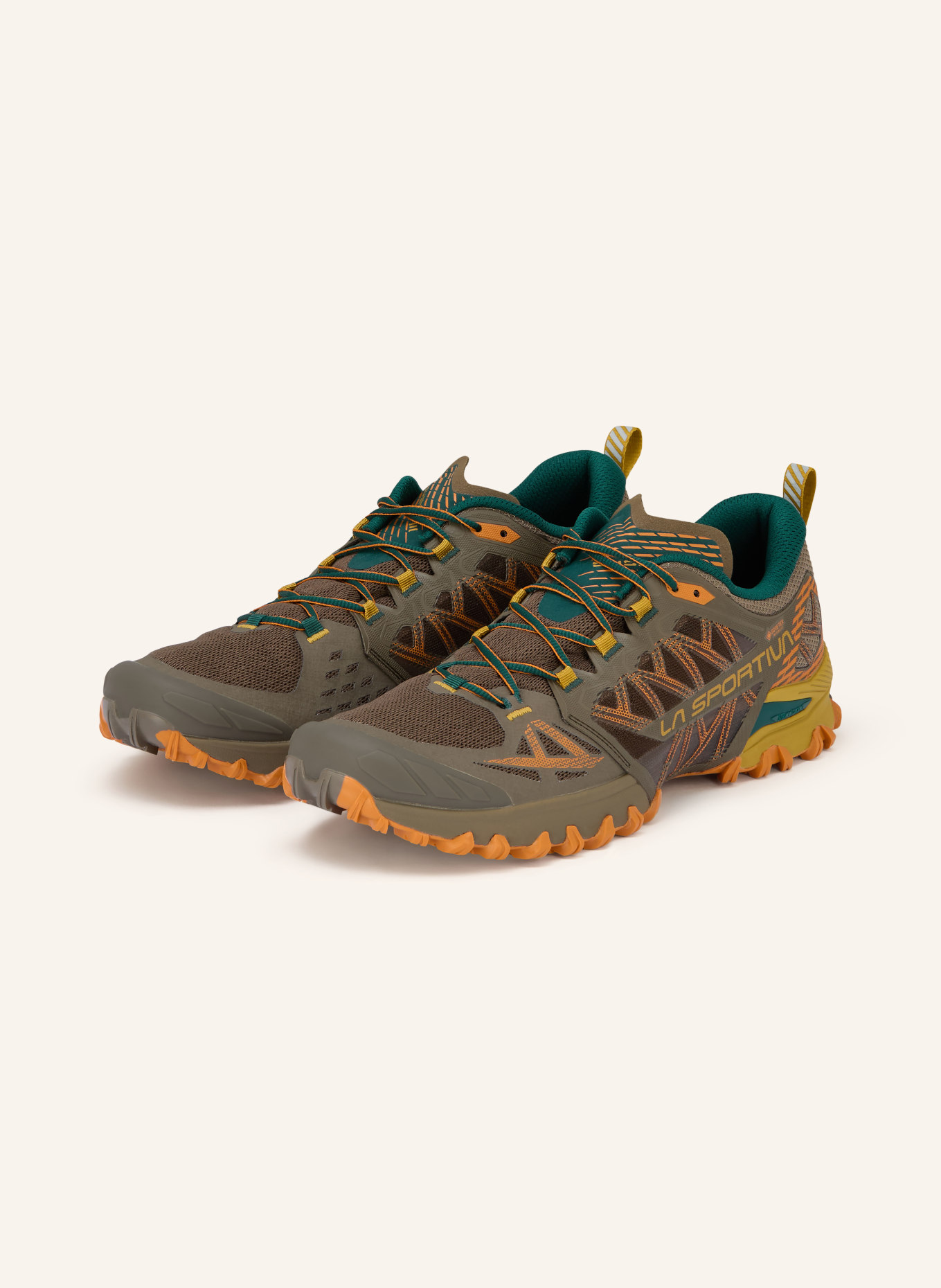 LA SPORTIVA Trail running shoes BUSHIDO III GTX: DARK BROWN / ORANGE / KHAKI
