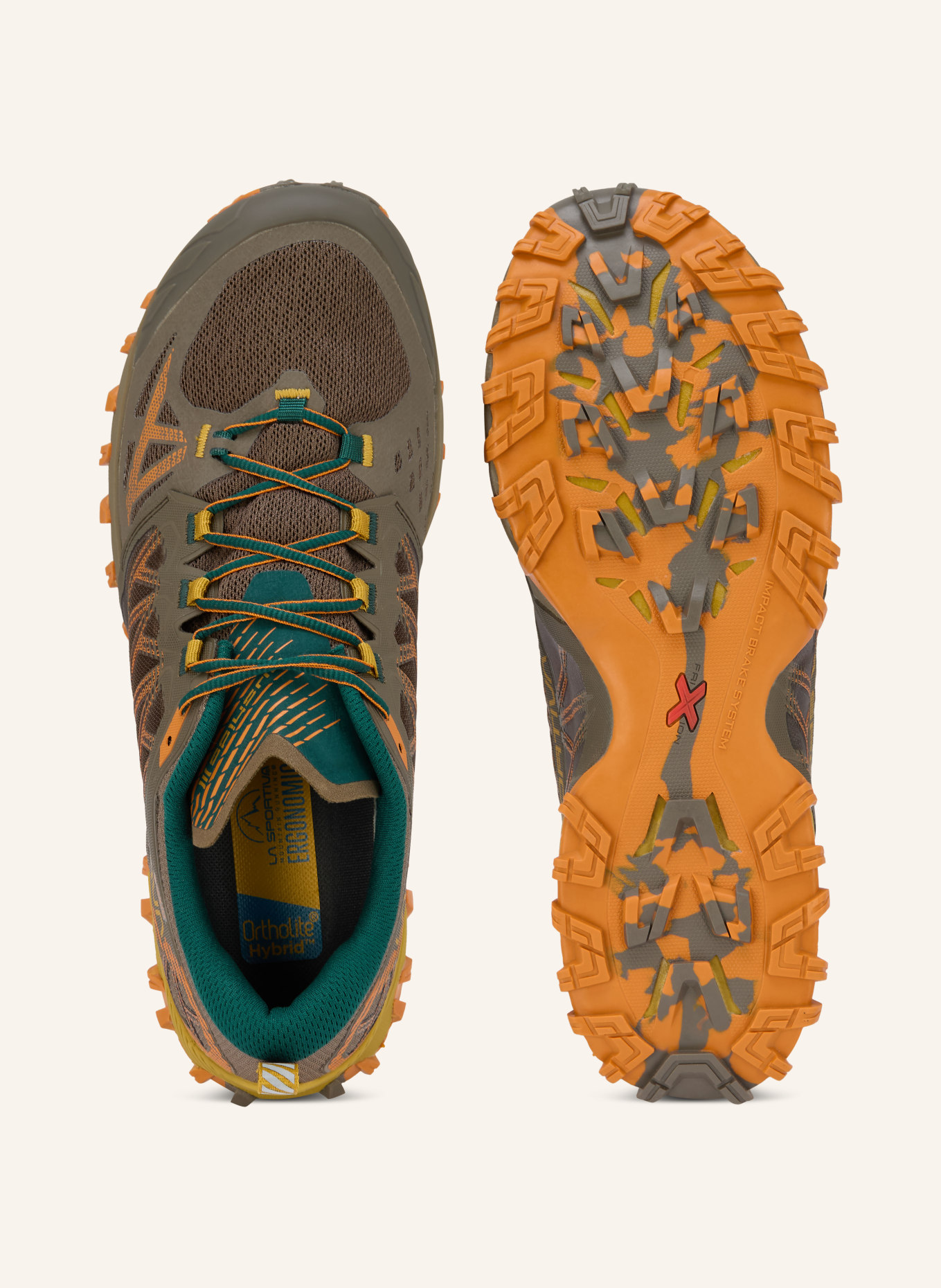 LA SPORTIVA Trail running shoes BUSHIDO III GTX: DARK BROWN / ORANGE / KHAKI
