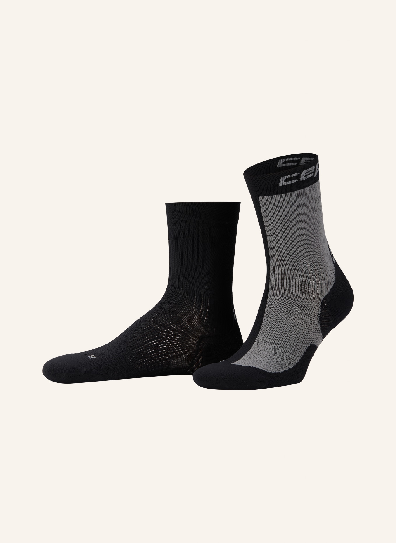 cep Laufsocken CORE RUN EDT. HALF&HALF SOCKS MID CUT: SCHWARZ / GRAU