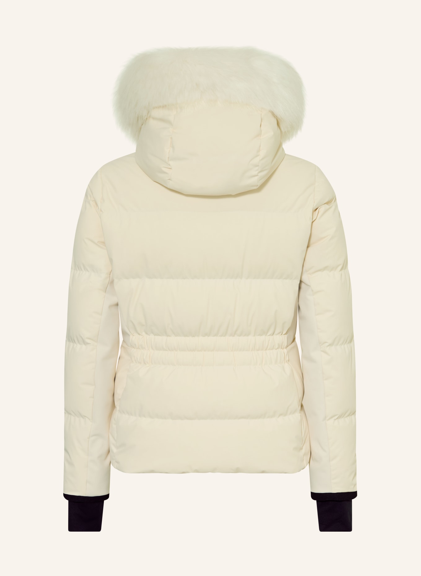 MONCLER enfant Daunen-Skijacke NEW GUYANE mit Kunstfell: CREME / SCHWARZ