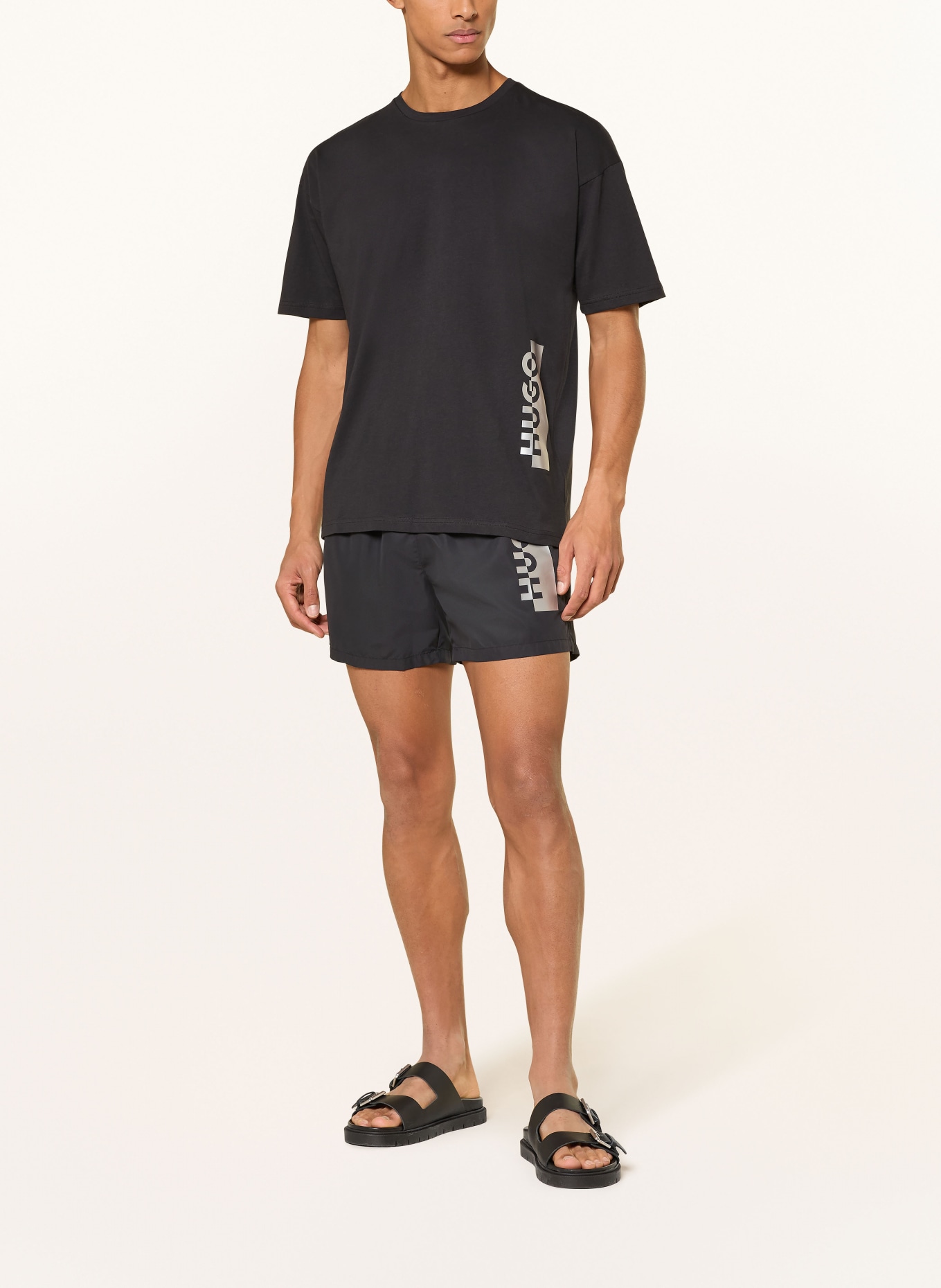 HUGO T-shirt SILVER: ZWART / ZILVER