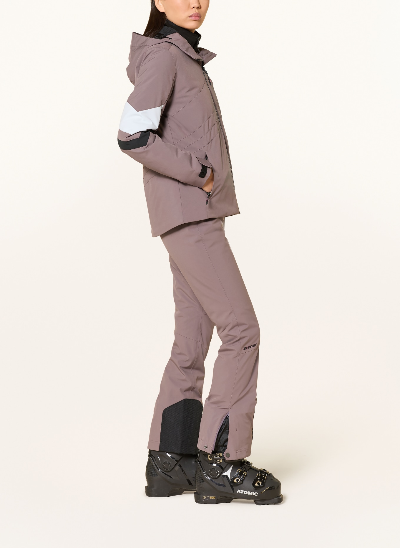 Ziener Skijacke TARAINA: TAUPE / ECRU / SCHWARZ