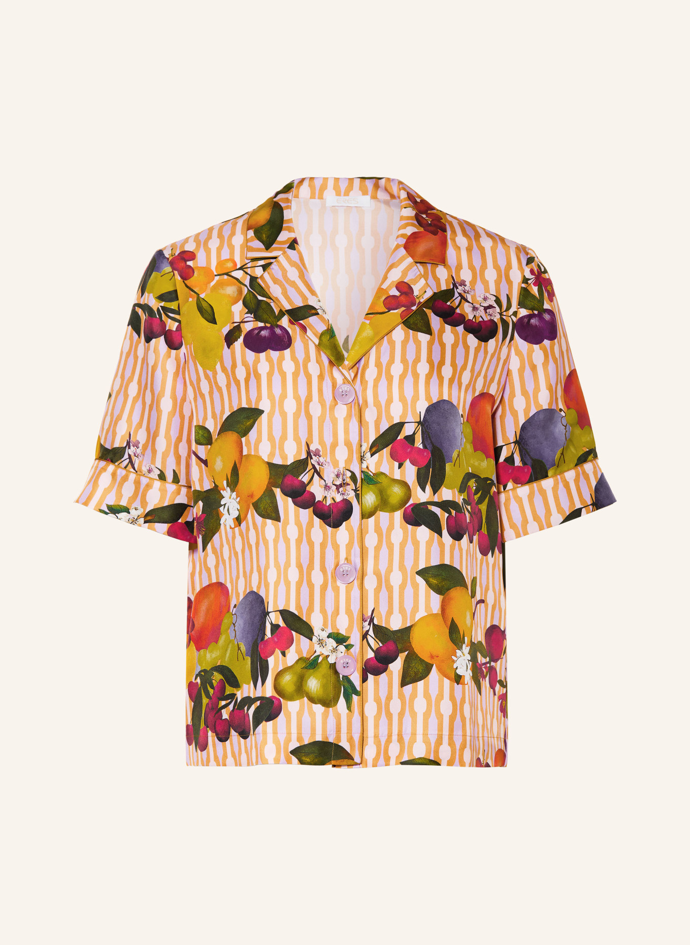 ERES Schlafshirt CHERRY aus Seide: HELLLILA / BEIGE / DUNKELROT