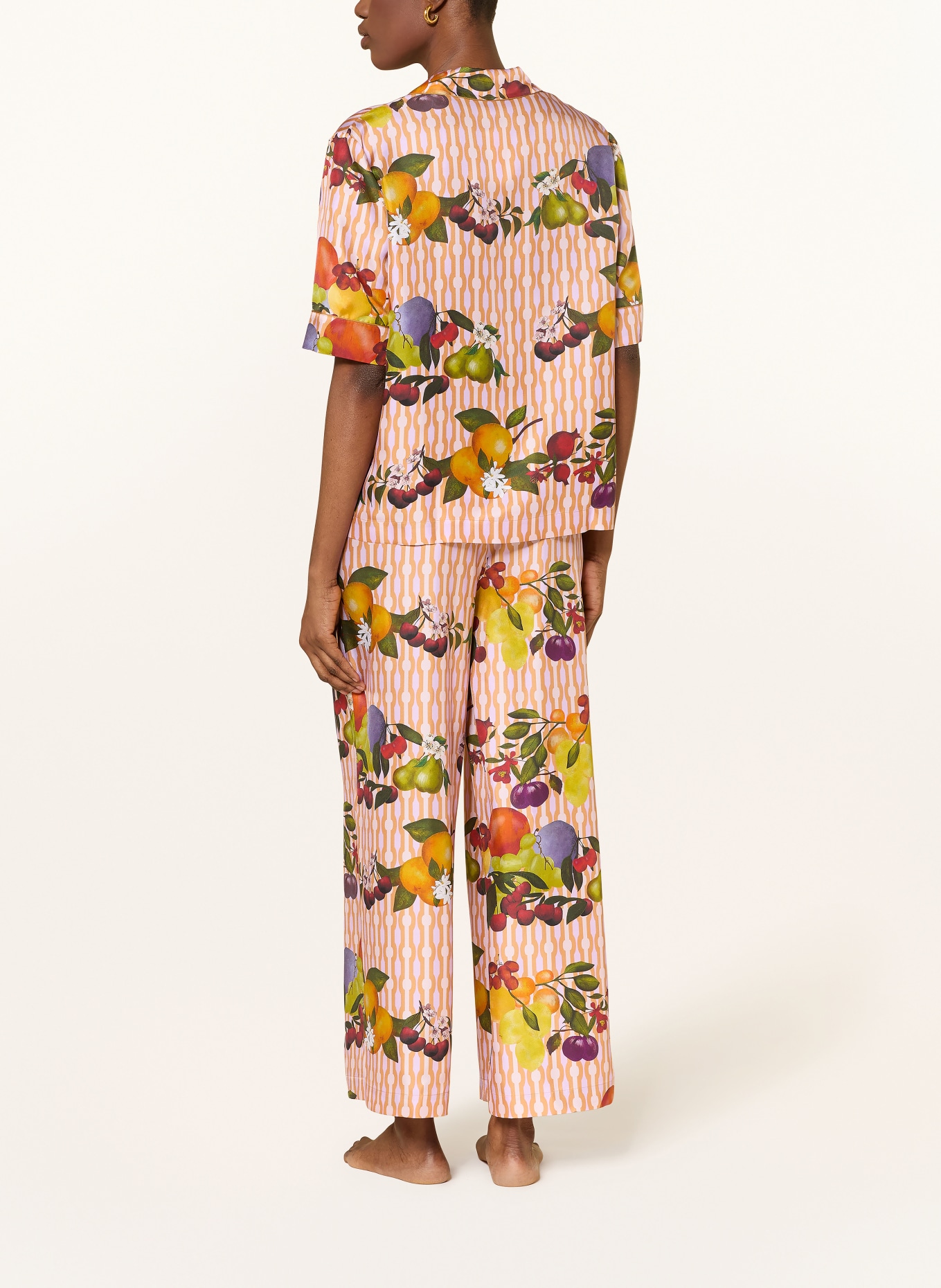 ERES Schlafshirt CHERRY aus Seide: HELLLILA / BEIGE / DUNKELROT