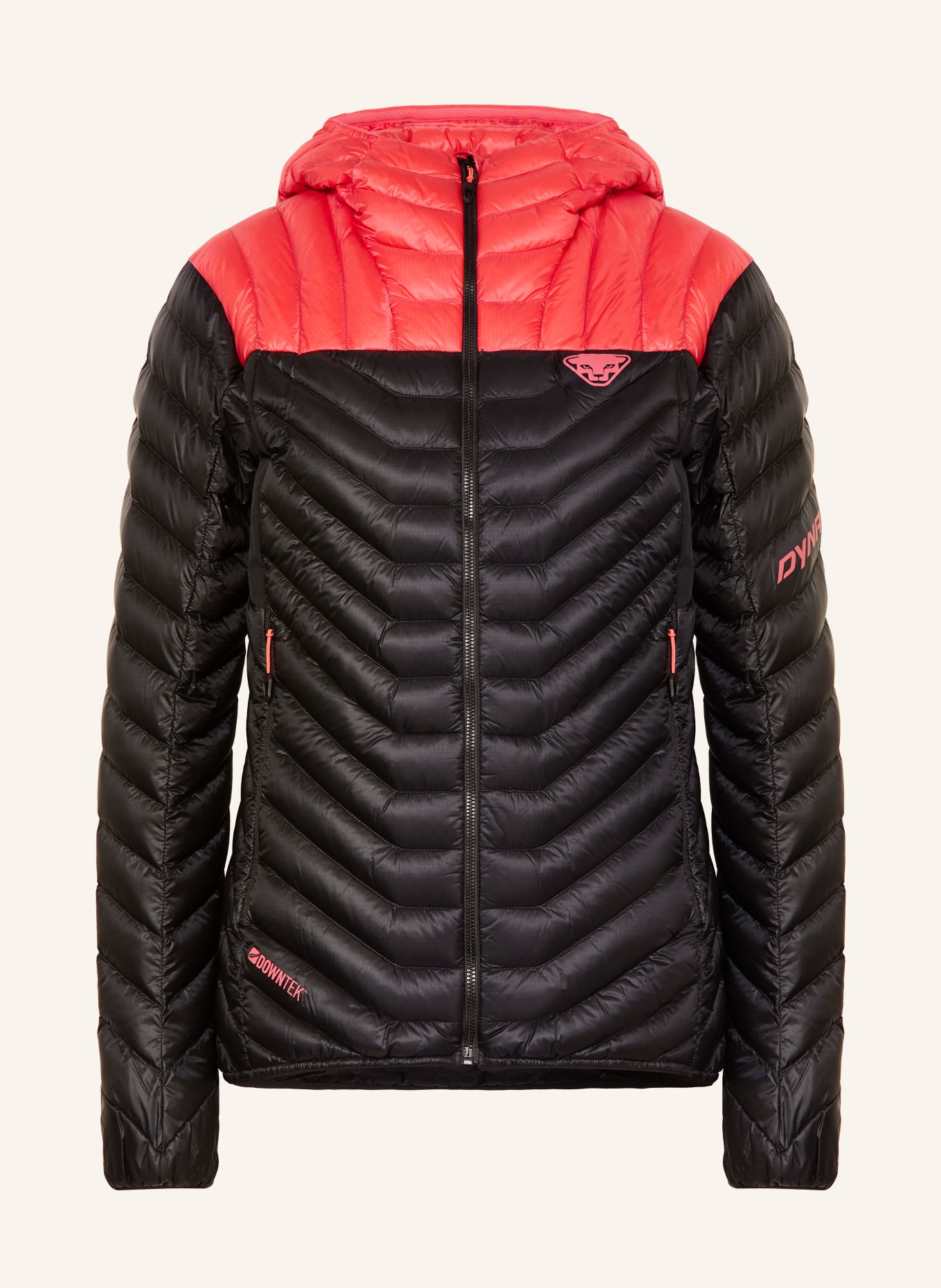 DYNAFIT Daunenjacke RIDGE ULTRALIGHT: SCHWARZ / NEONROT