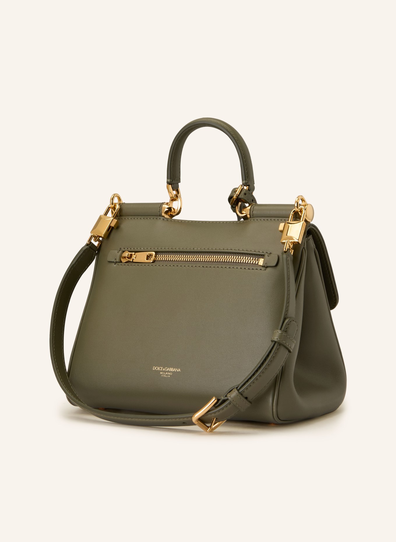 DOLCE & GABBANA Sac à main MY SICILY PLONGÉ: KAKI / OR