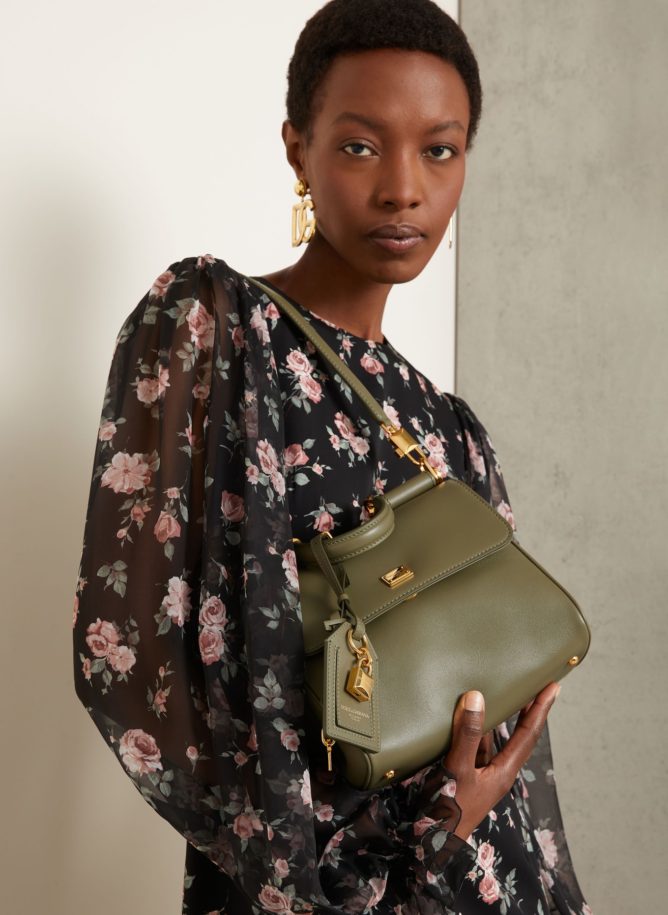 DOLCE & GABBANA Handbag MY SICILY PLONGÉ: KHAKI / GOLD