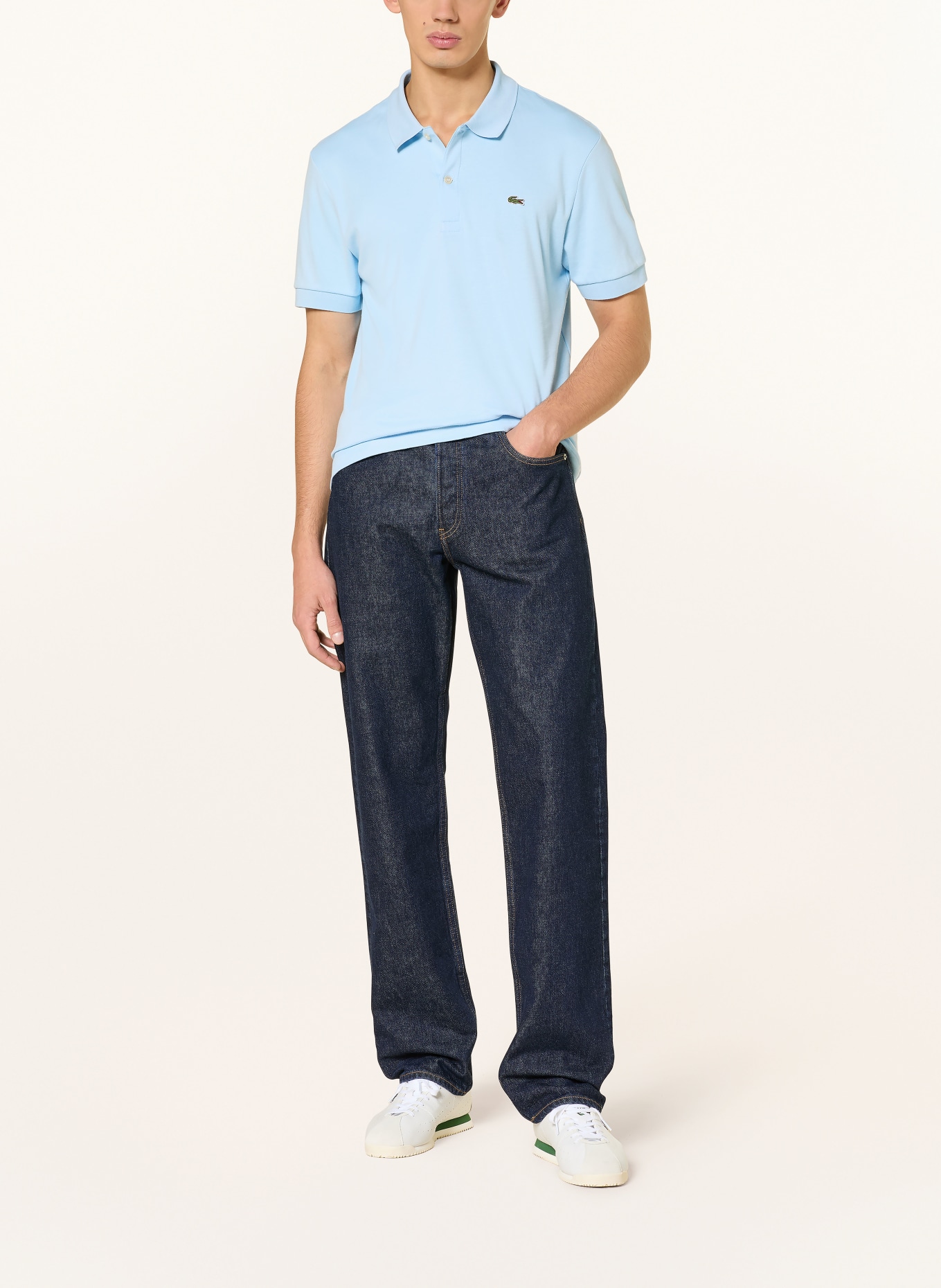 LACOSTE Jersey polo shirt: LIGHT BLUE