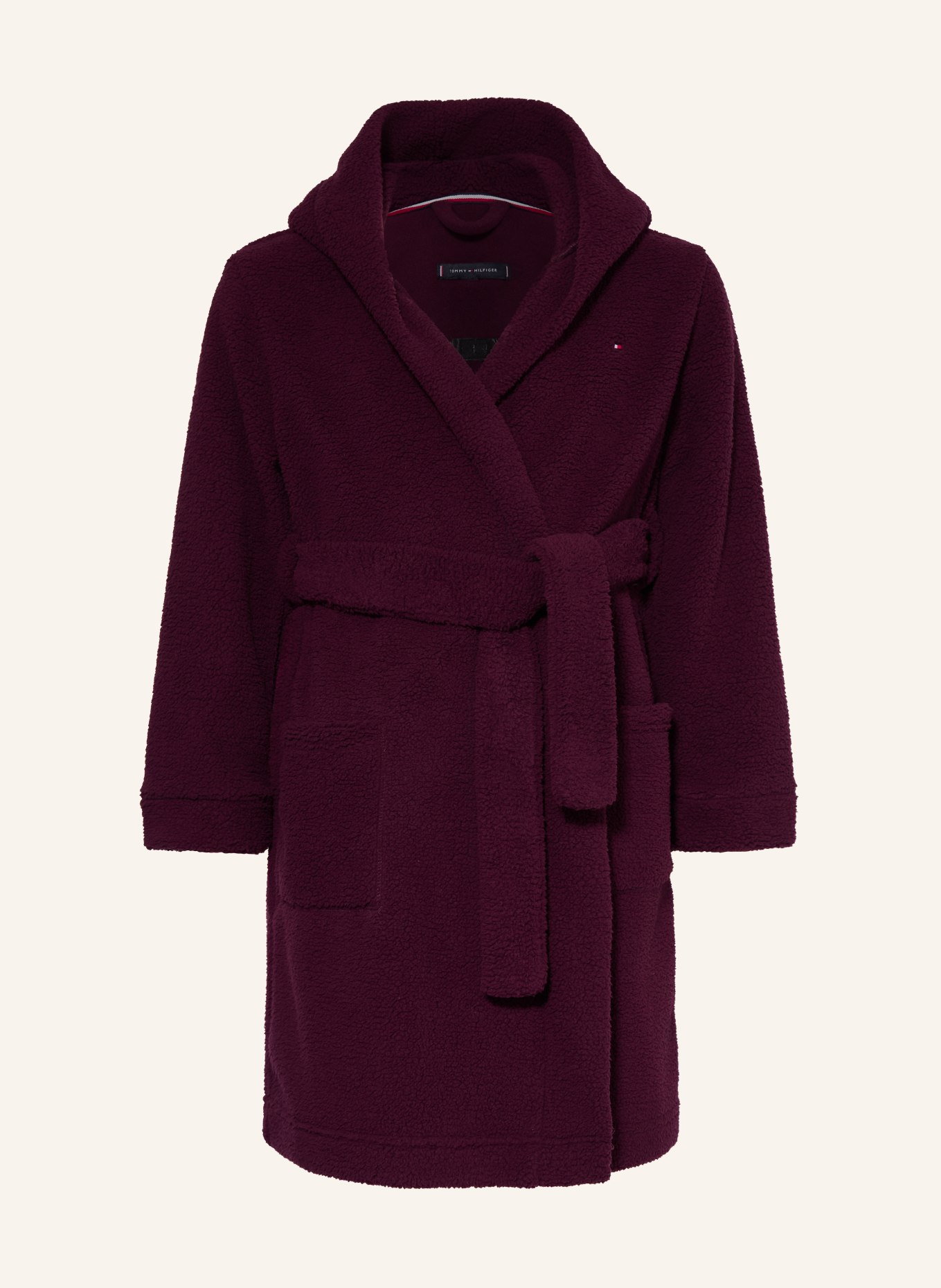 TOMMY HILFIGER Župan SHERPA s kapucí: TMAVĚ ČERVENÁ