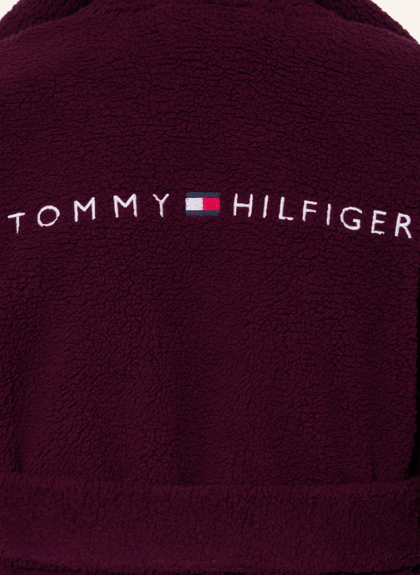 TOMMY HILFIGER Župan SHERPA s kapucí: TMAVĚ ČERVENÁ