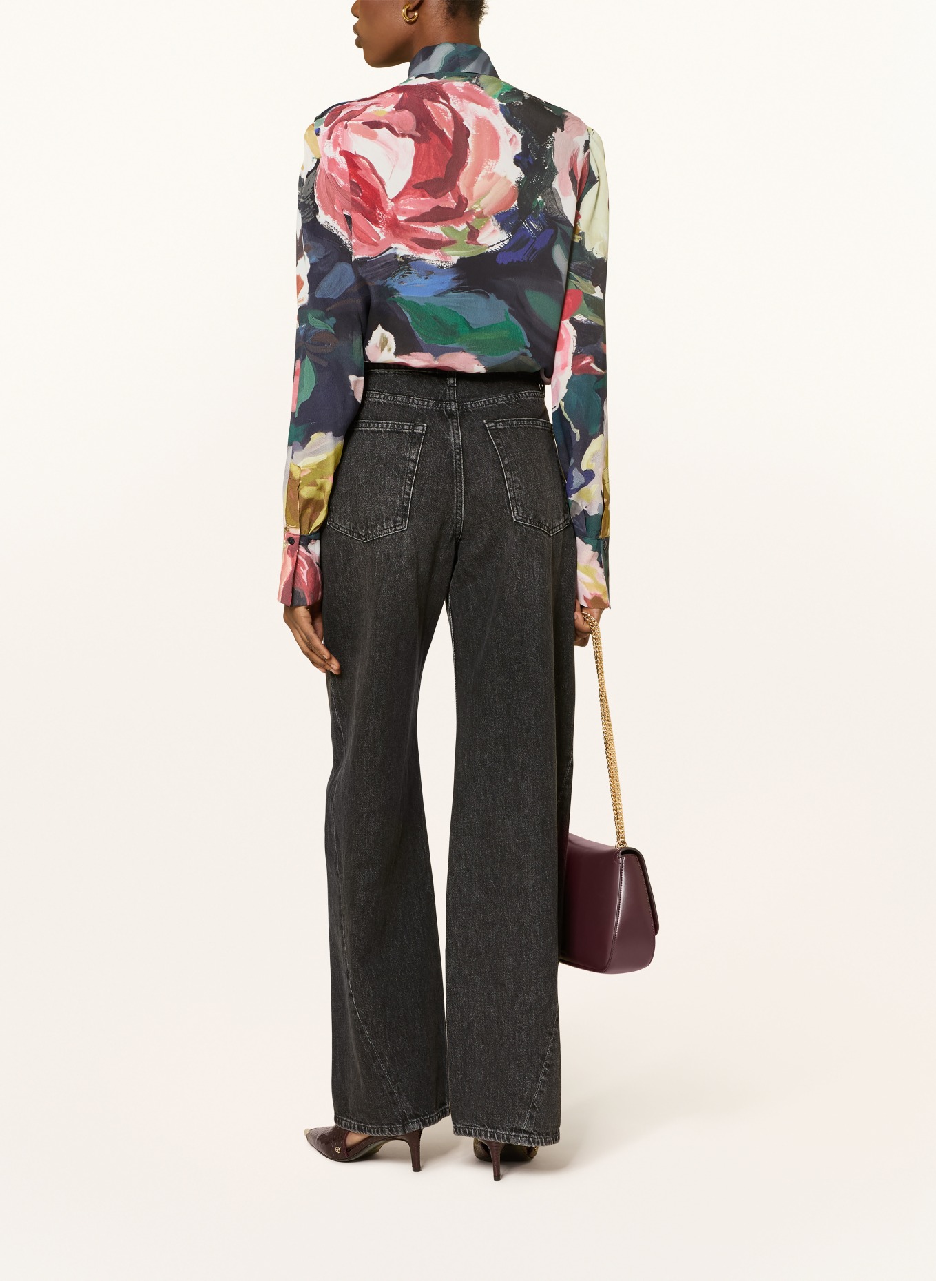 TED BAKER Chemisier à col lavallière ARAGA: BLEU PÉTROLE / VIEUX ROSE / JAUNE