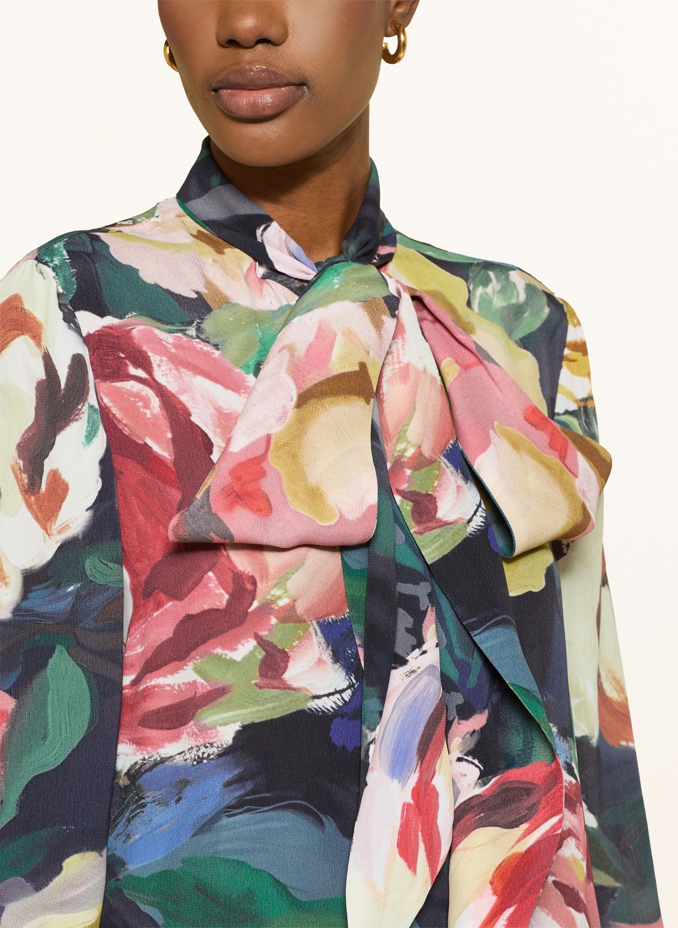 TED BAKER Chemisier à col lavallière ARAGA: BLEU PÉTROLE / VIEUX ROSE / JAUNE