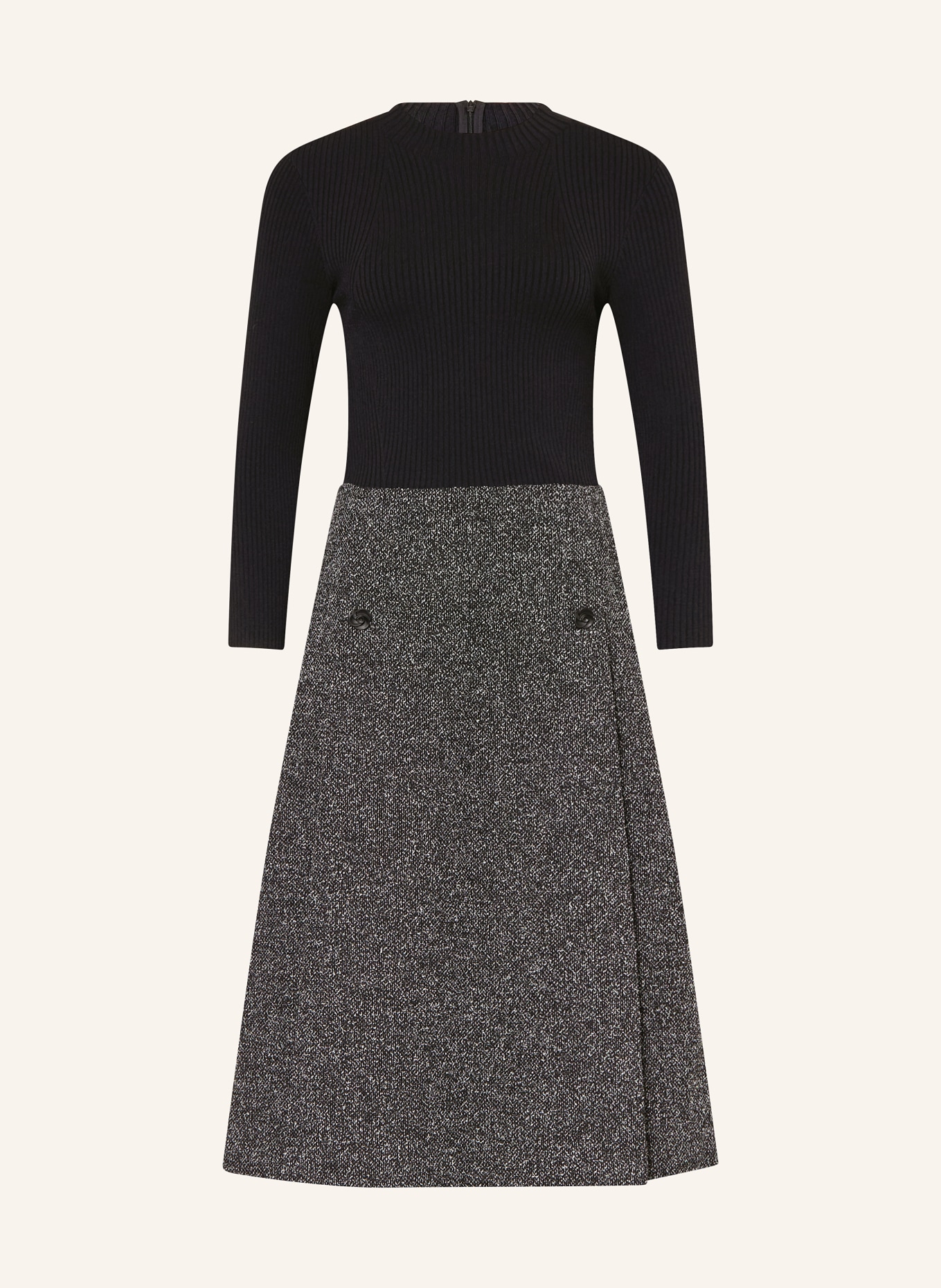 TED BAKER Sukienka EKAAD z mieszanki materiałów z rękawami 3/4: CZARNY / BIAŁY