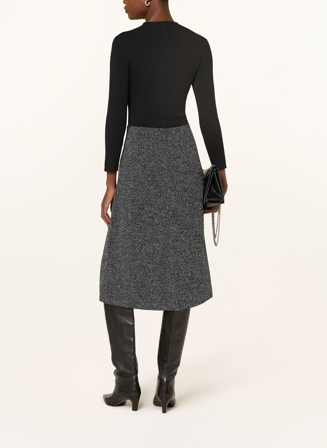 TED BAKER Sukienka EKAAD z mieszanki materiałów z rękawami 3/4: CZARNY / BIAŁY