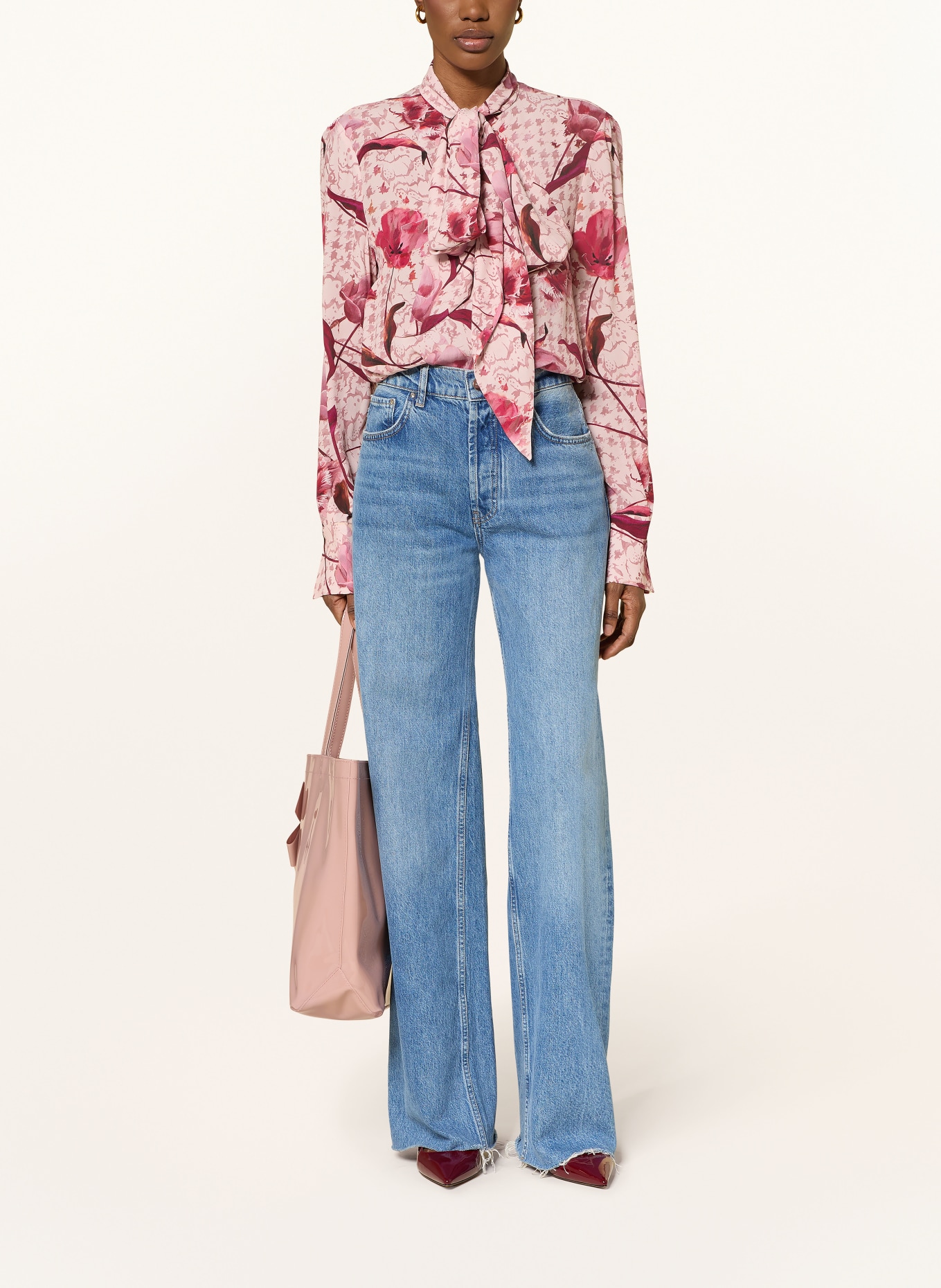 TED BAKER CORENA bow blouse: ROSE / PINK / DARK RED