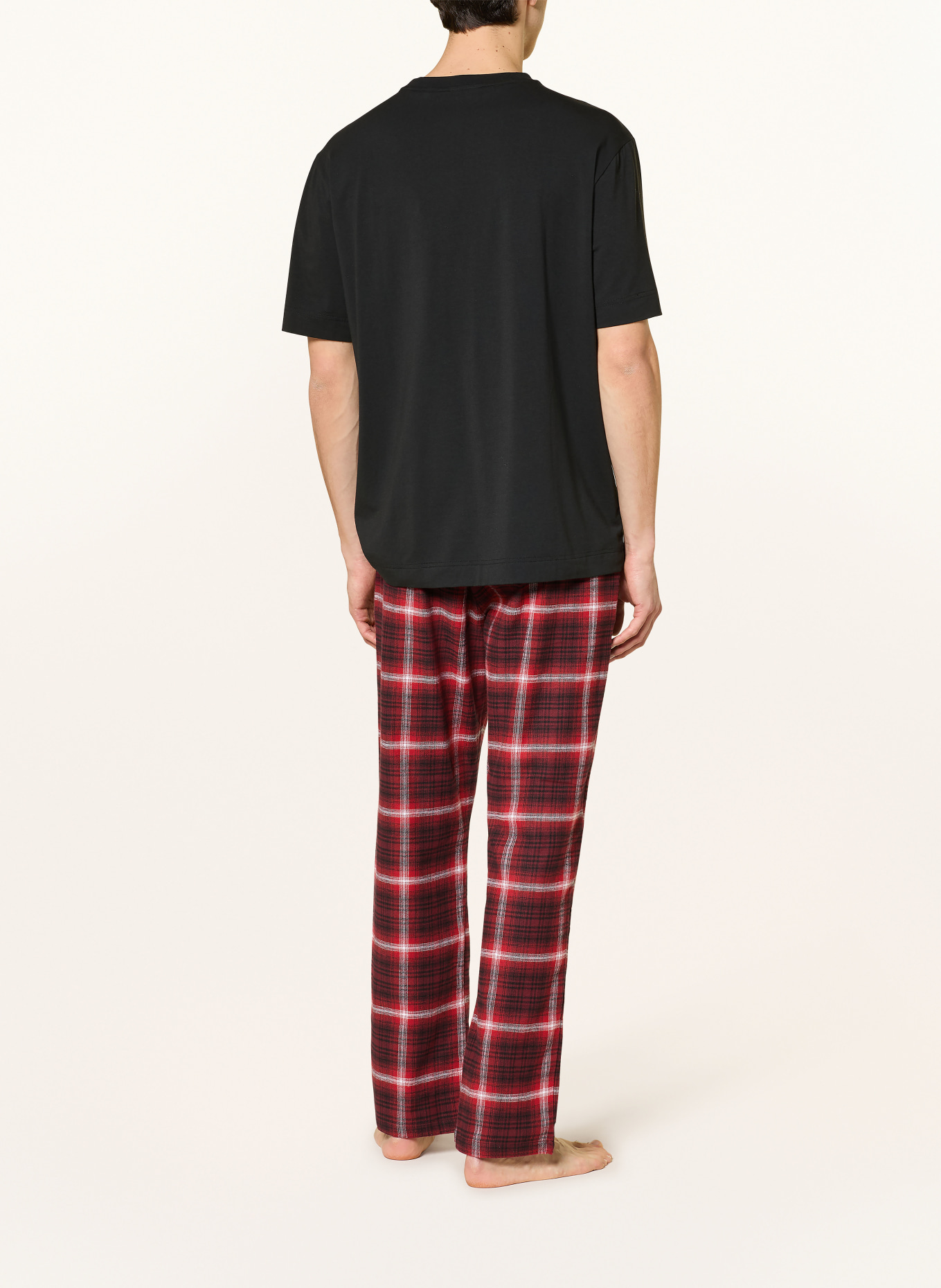 HUGO Schlafhose LOUK aus Flanell: ROT / ECRU / SCHWARZ