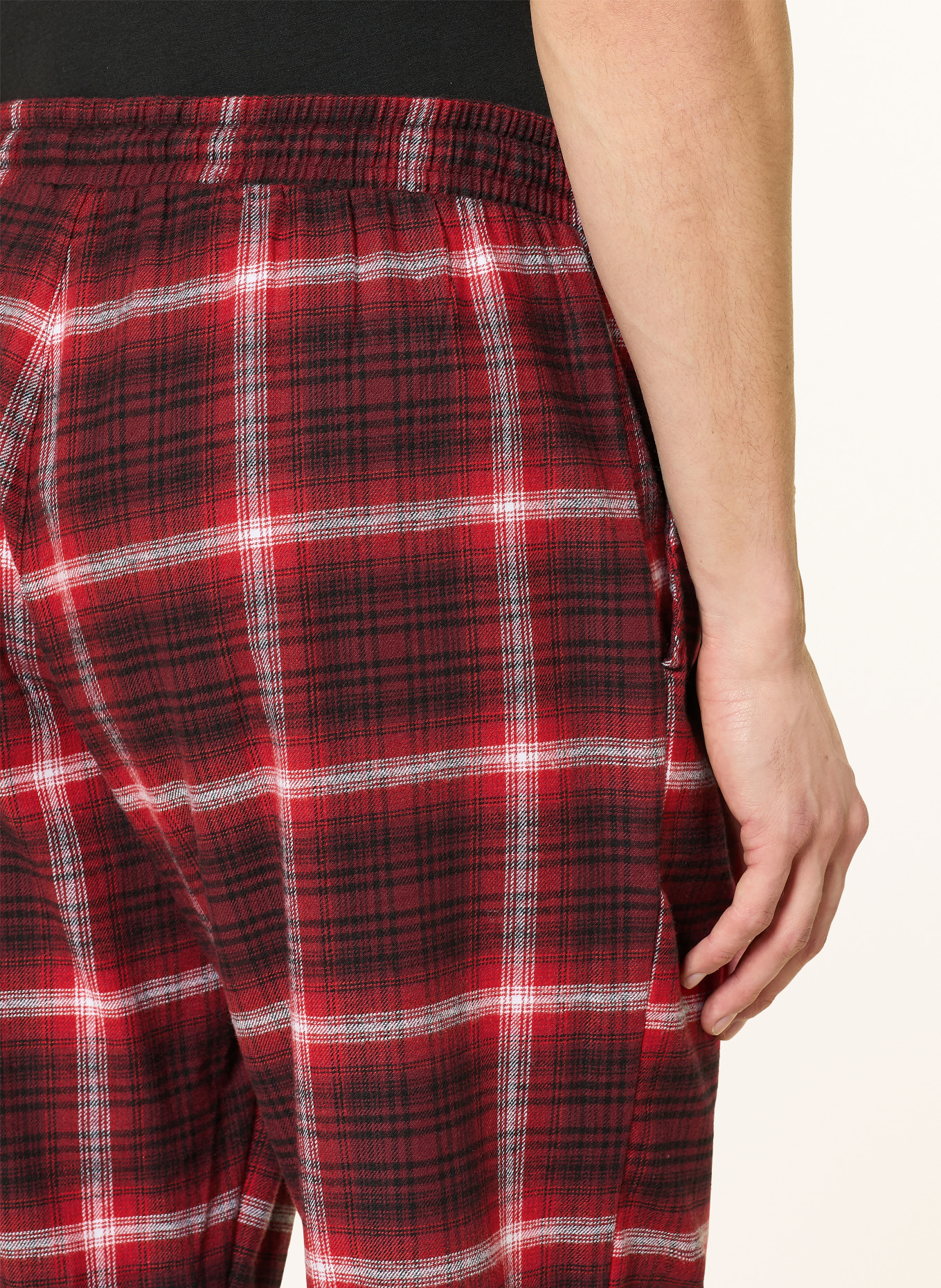 HUGO Schlafhose LOUK aus Flanell: ROT / ECRU / SCHWARZ