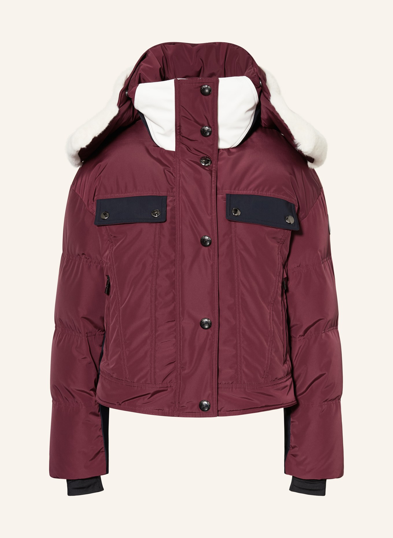 fusalp Kurtka narciarska LAKKI z odpinanym sztucznym futerkiem: CIEMNOCZERWONY