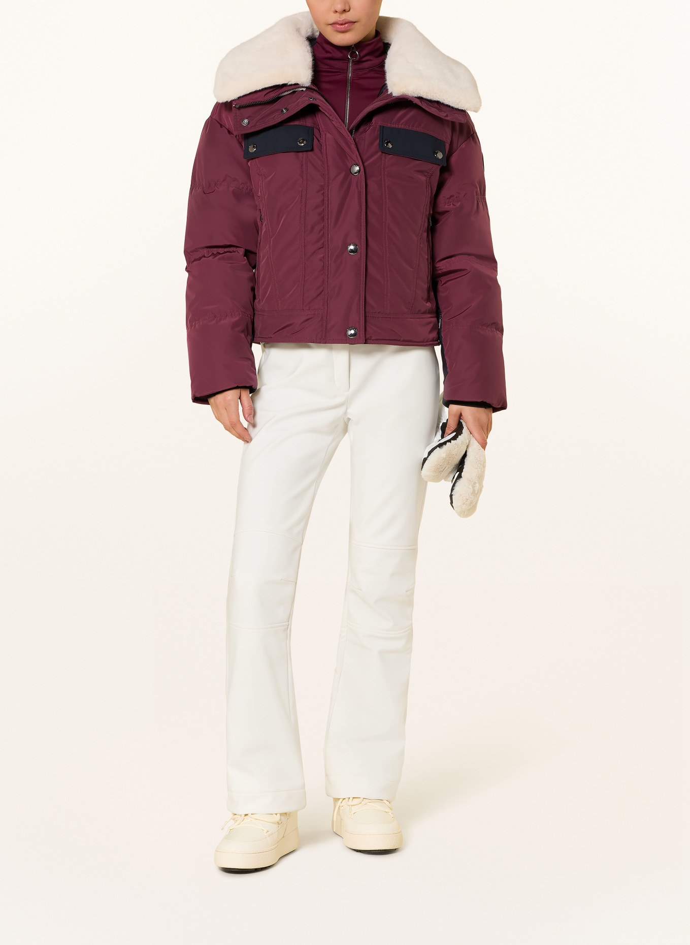 fusalp Kurtka narciarska LAKKI z odpinanym sztucznym futerkiem: CIEMNOCZERWONY