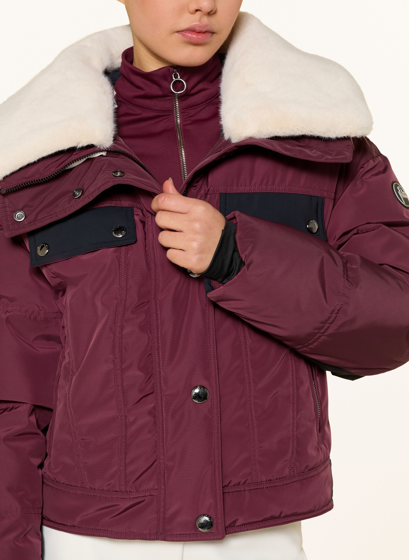 fusalp Kurtka narciarska LAKKI z odpinanym sztucznym futerkiem: CIEMNOCZERWONY