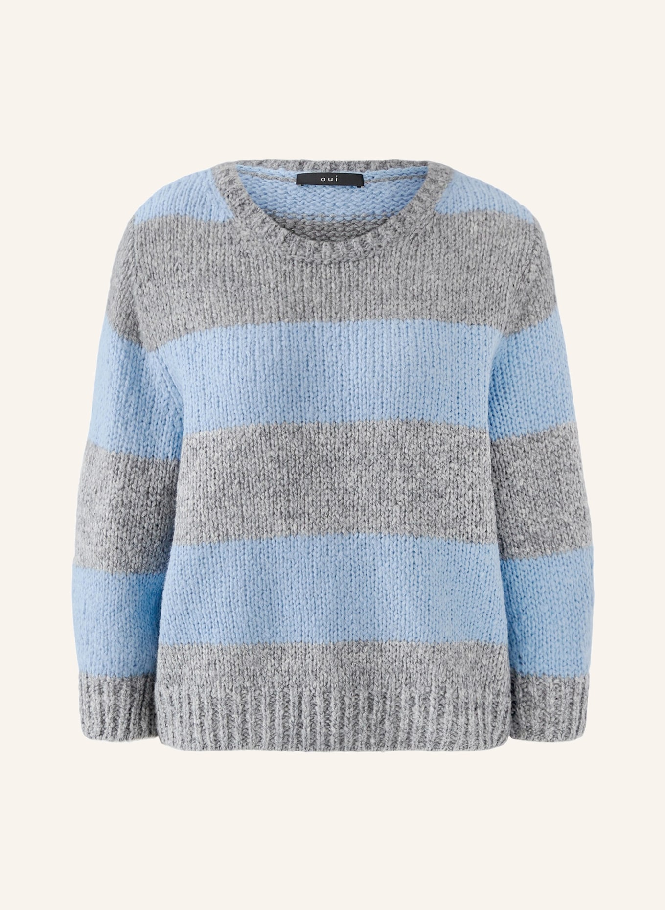oui Sweater with 3/4 sleeves: LIGHT BLUE / GRAY