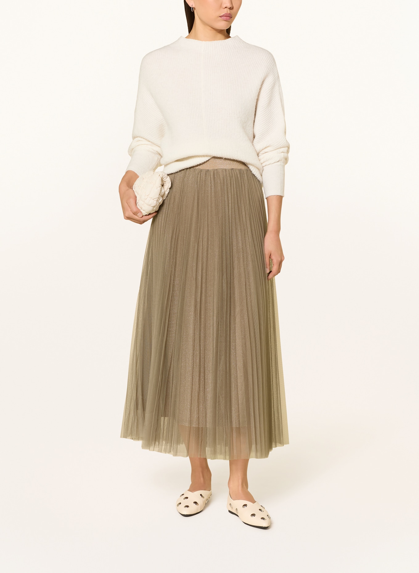 oui Tylová sukně s třpytivou přízí: KHAKI